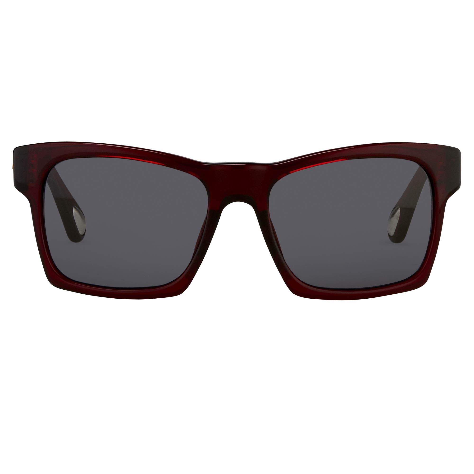 Ann Demeulemeester Sunglasses D-Frame Bordeaux Red 925 Silver with Blue Lenses AD3C3SUN - Watches & Crystals