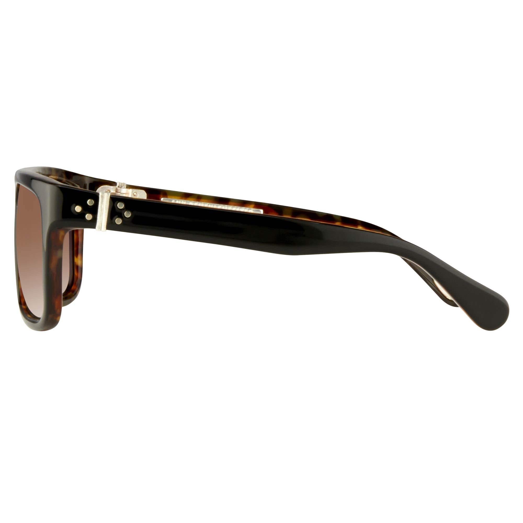 Ann Demeulemeester Sunglasses Flat Top Black Tortoise Shell 925 Silver with Brown Lenses AD2C6SUN - Watches & Crystals