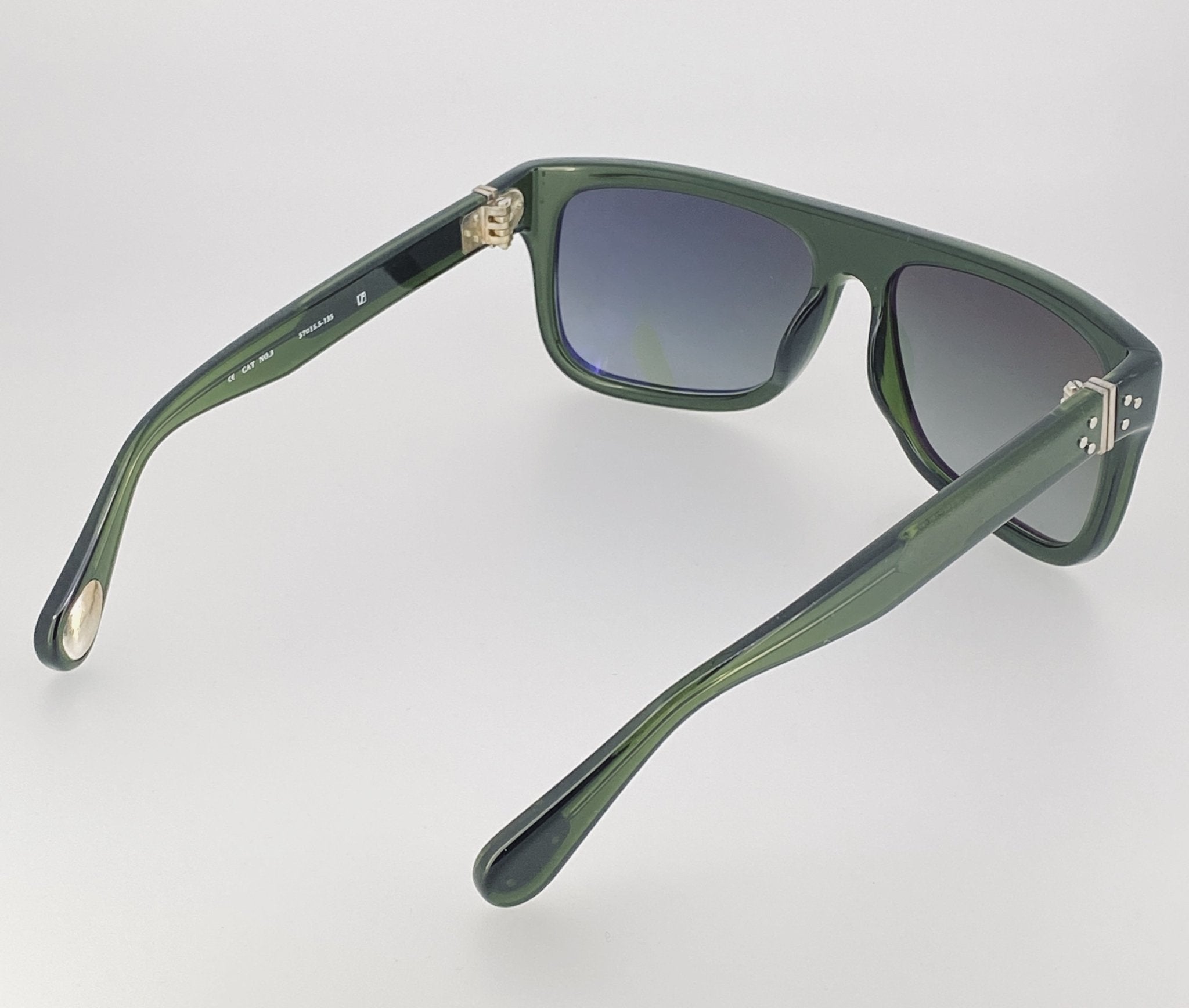 Ann Demeulemeester Sunglasses Flat Top Green 925 Silver with Green Lenses Category 3 Dark Tint AD2C7SUN - Watches & Crystals