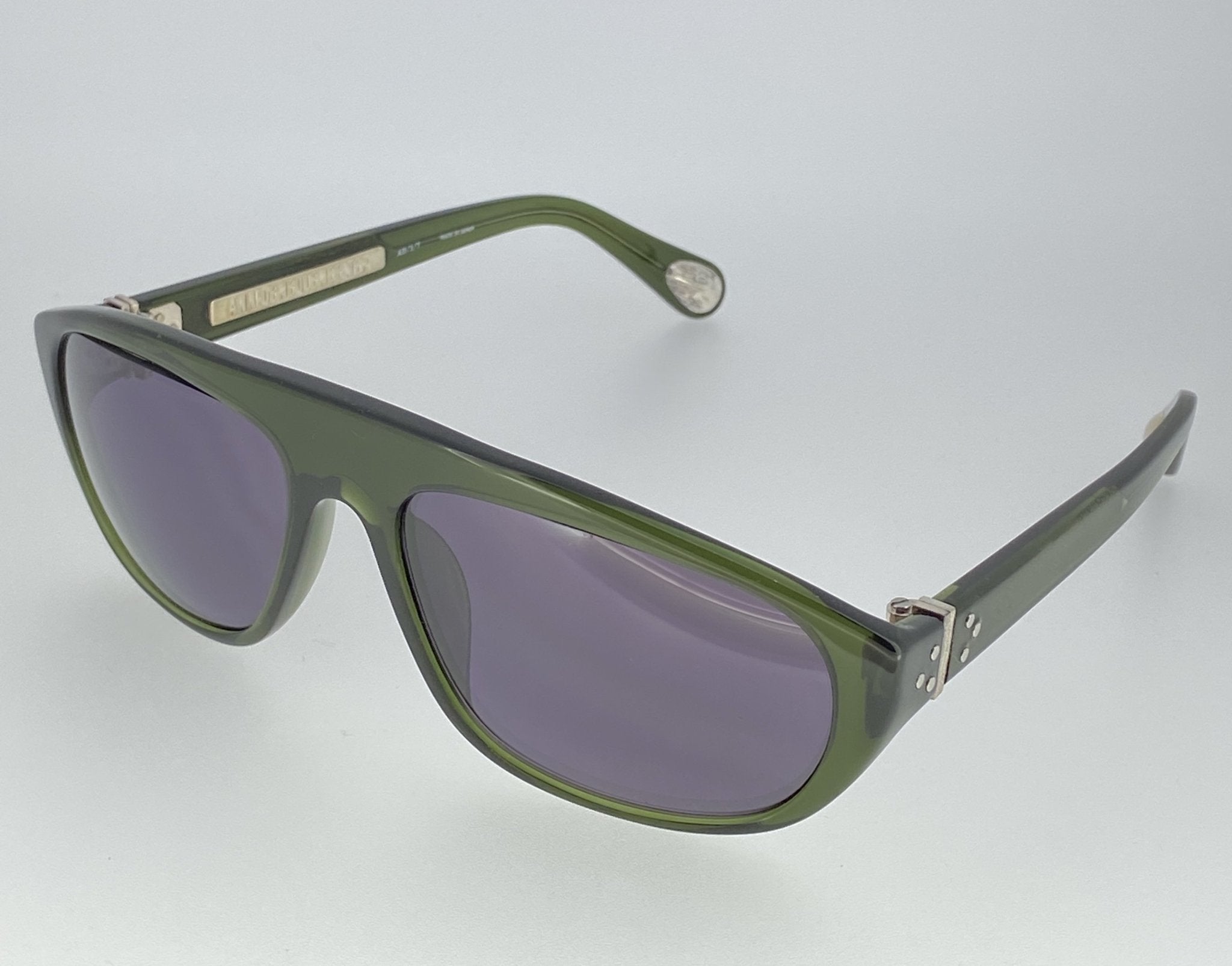 Ann Demeulemeester Sunglasses Flat Top Green 925 Silver with Purple Lenses Category 3 Dark Tint AD1C7SUN - Watches & Crystals