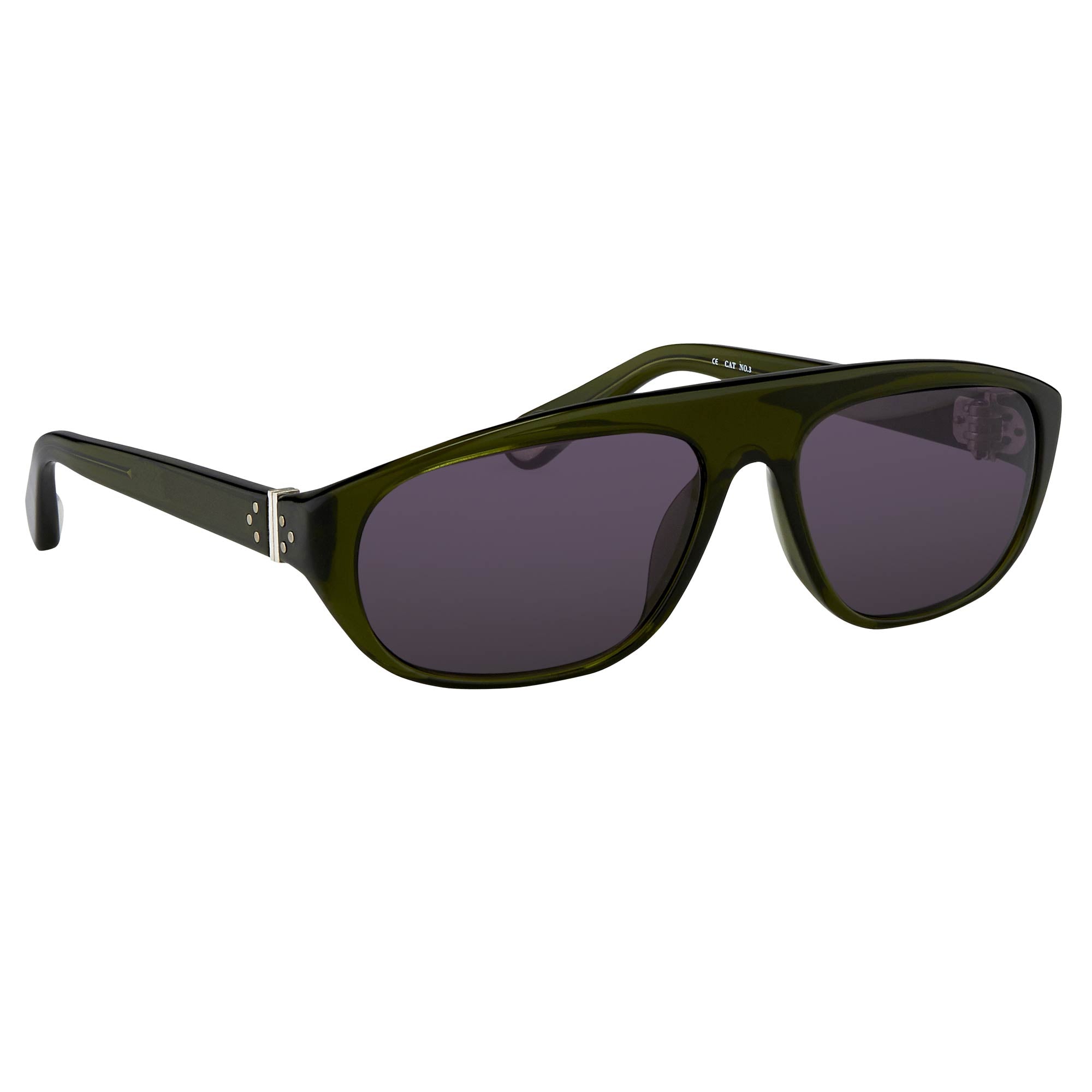 Ann Demeulemeester Sunglasses Flat Top Green 925 Silver with Purple Lenses Category 3 Dark Tint AD1C7SUN - Watches & Crystals