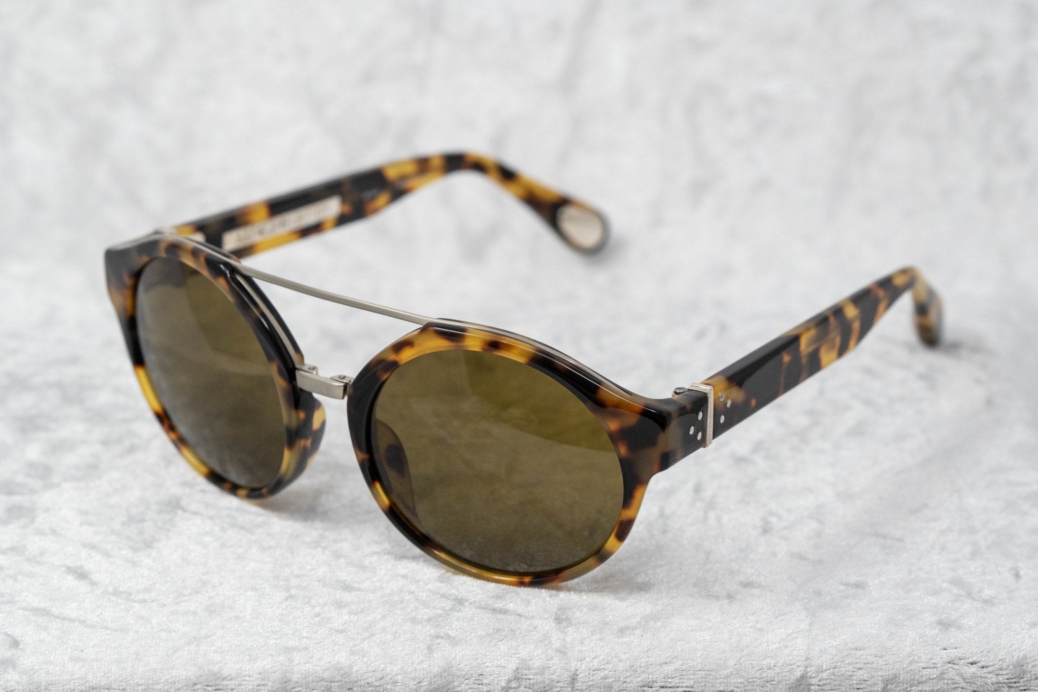 Ann Demeulemeester Sunglasses Round Tortoise Shell Titanium 925 Silver with Brown Lenses CAT3 AD45C2SUN - Watches & Crystals