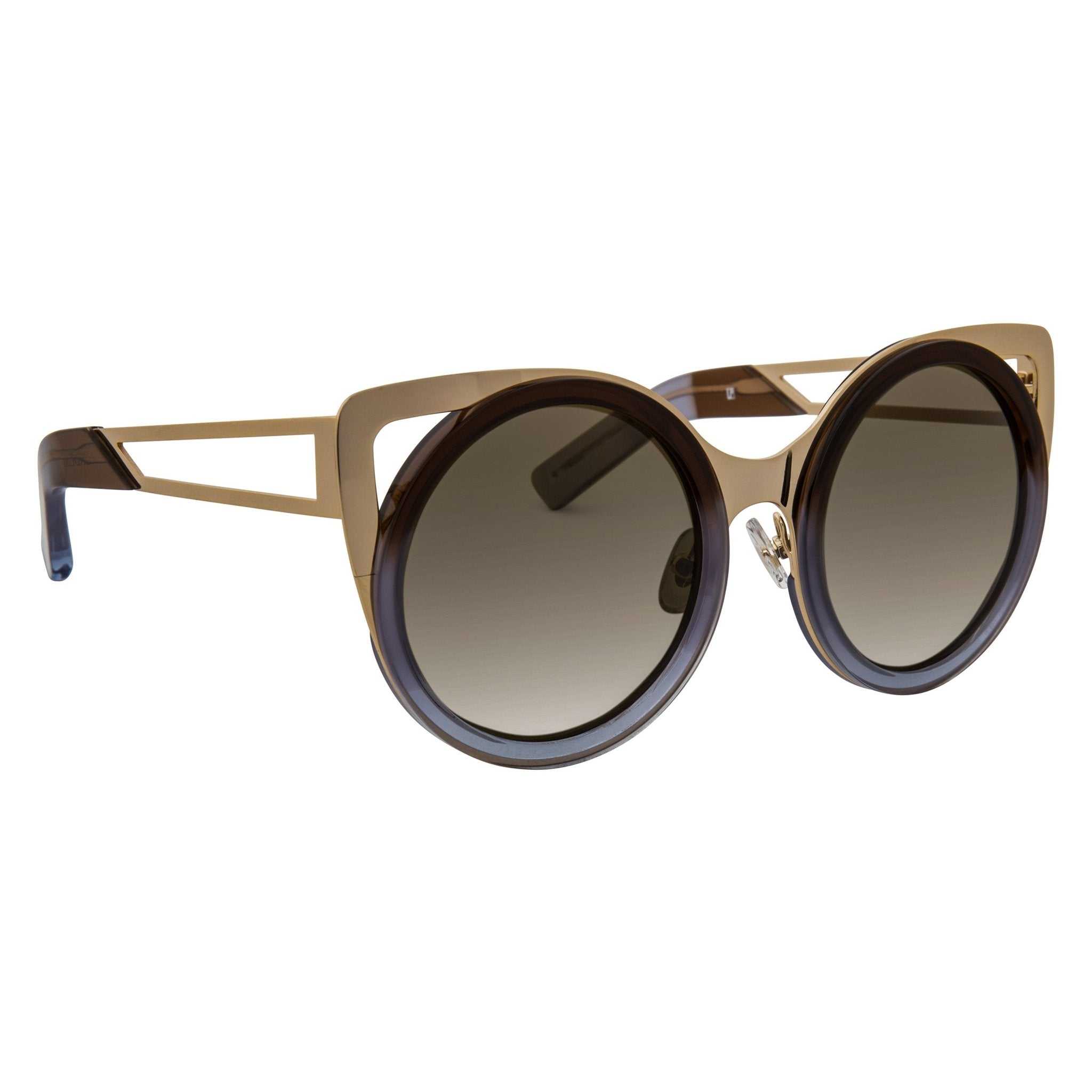 Erdem Women Sunglasses Cat Eye Blue Brown Gradient Light Gold with Brown Lenses Category 3 EDM4C10SUN - Watches & Crystals