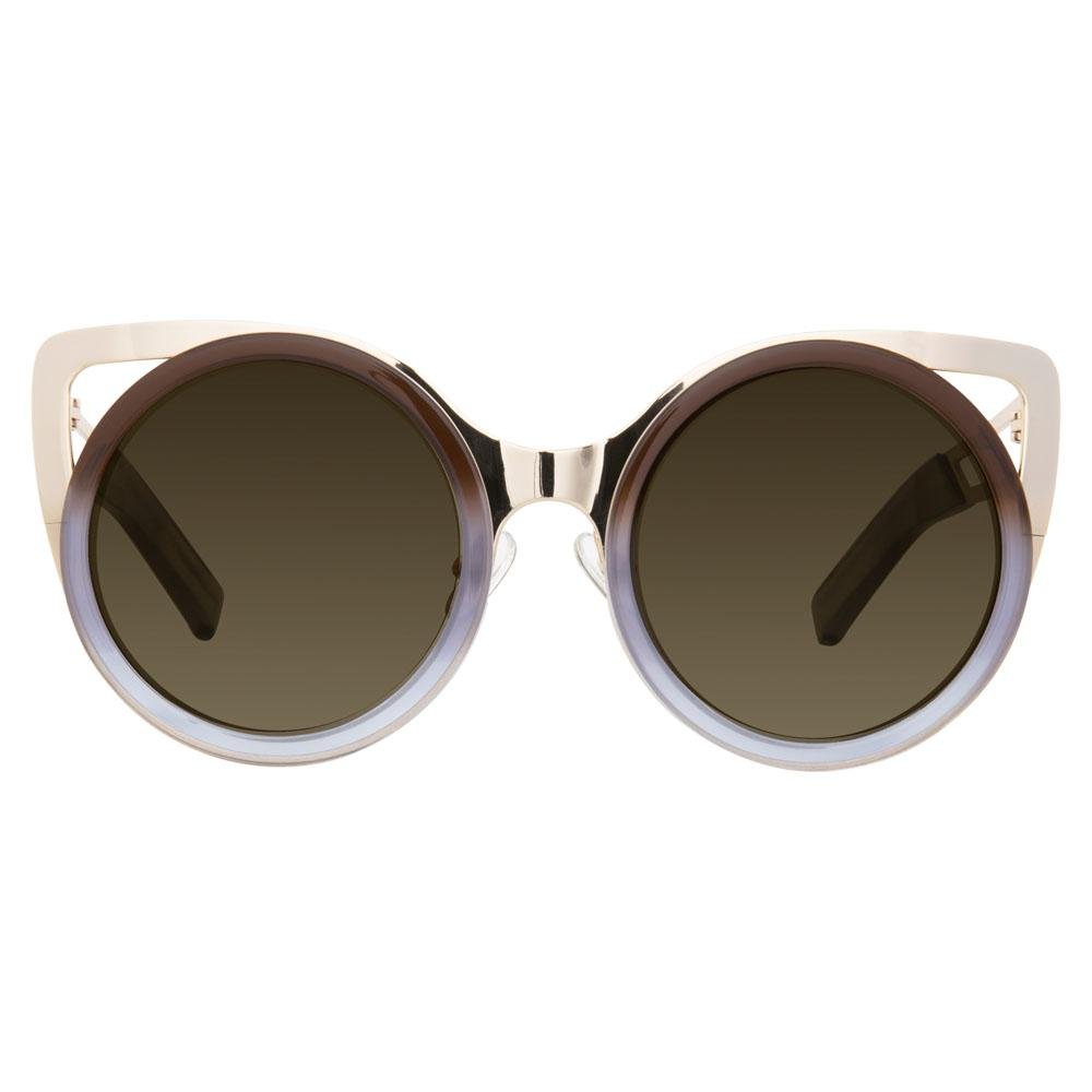 Erdem Women Sunglasses Cat Eye Blue Brown Gradient Light Gold with Brown Lenses Category 3 EDM4C10SUN - Watches & Crystals