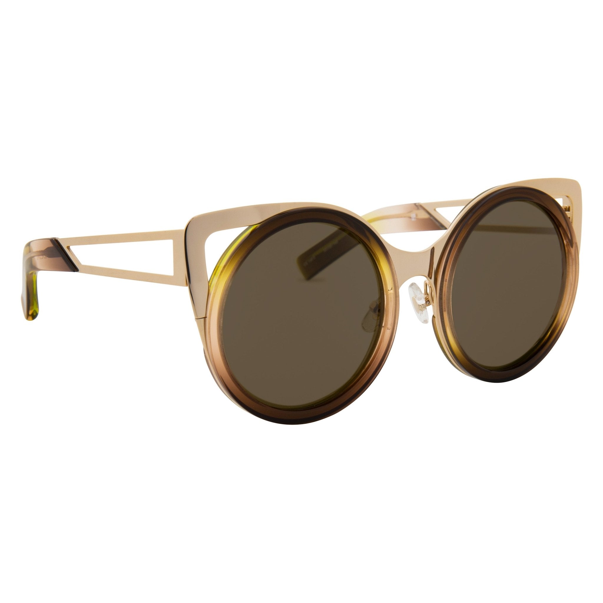 Erdem Women Sunglasses Cat Eye Brown Gradient Light Gold with Brown Lenses Category 3 EDM4C11SUN - Watches & Crystals