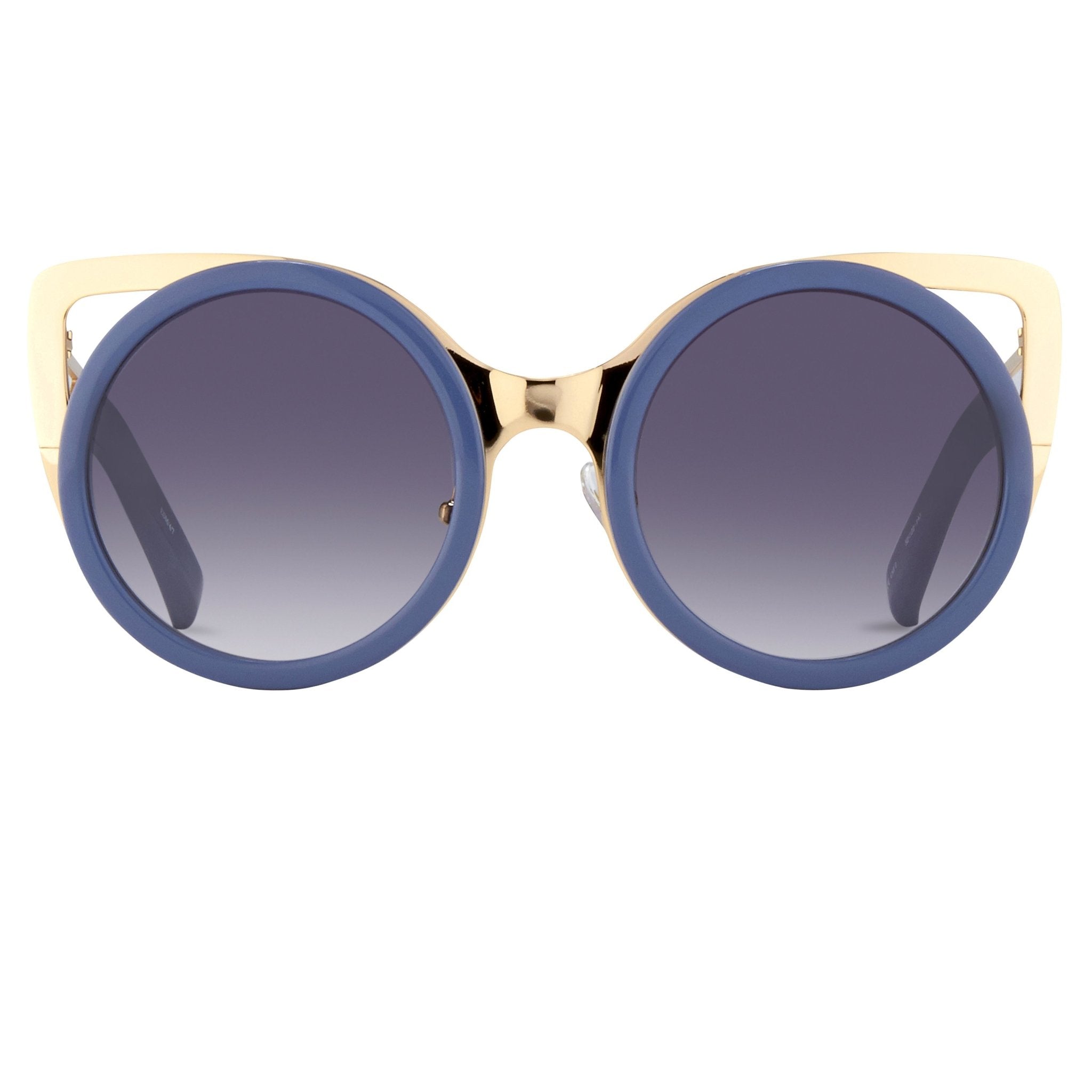 Erdem Women Sunglasses Cat Eye Slate Blue Light Gold with Grey Graduated Lenses EDM4C7SUN - Watches & Crystals