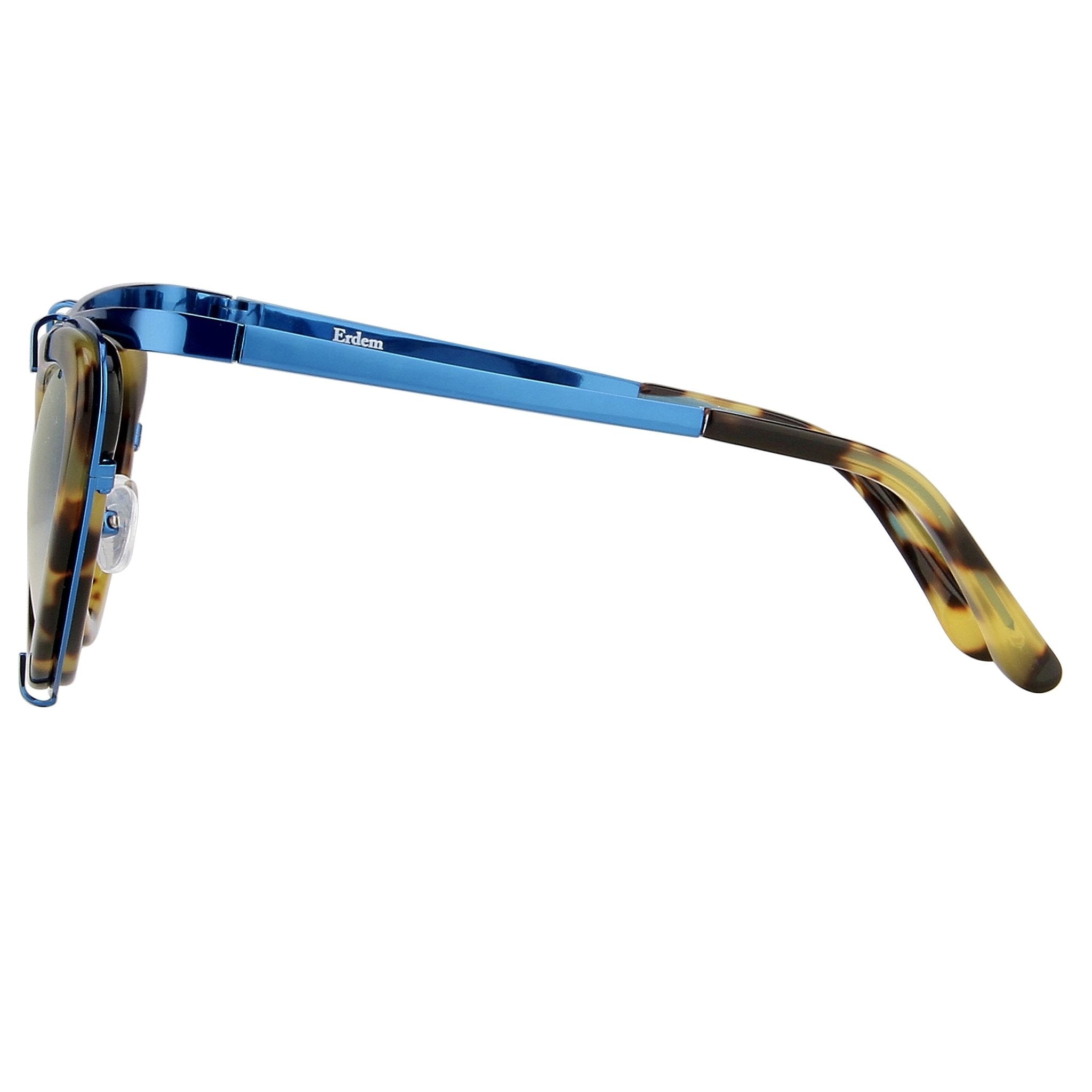 Erdem Women Sunglasses Cat Eye Tortoiseshell/Blue and Blue Mirror Lenses - EDM3C3SUN - Watches & Crystals