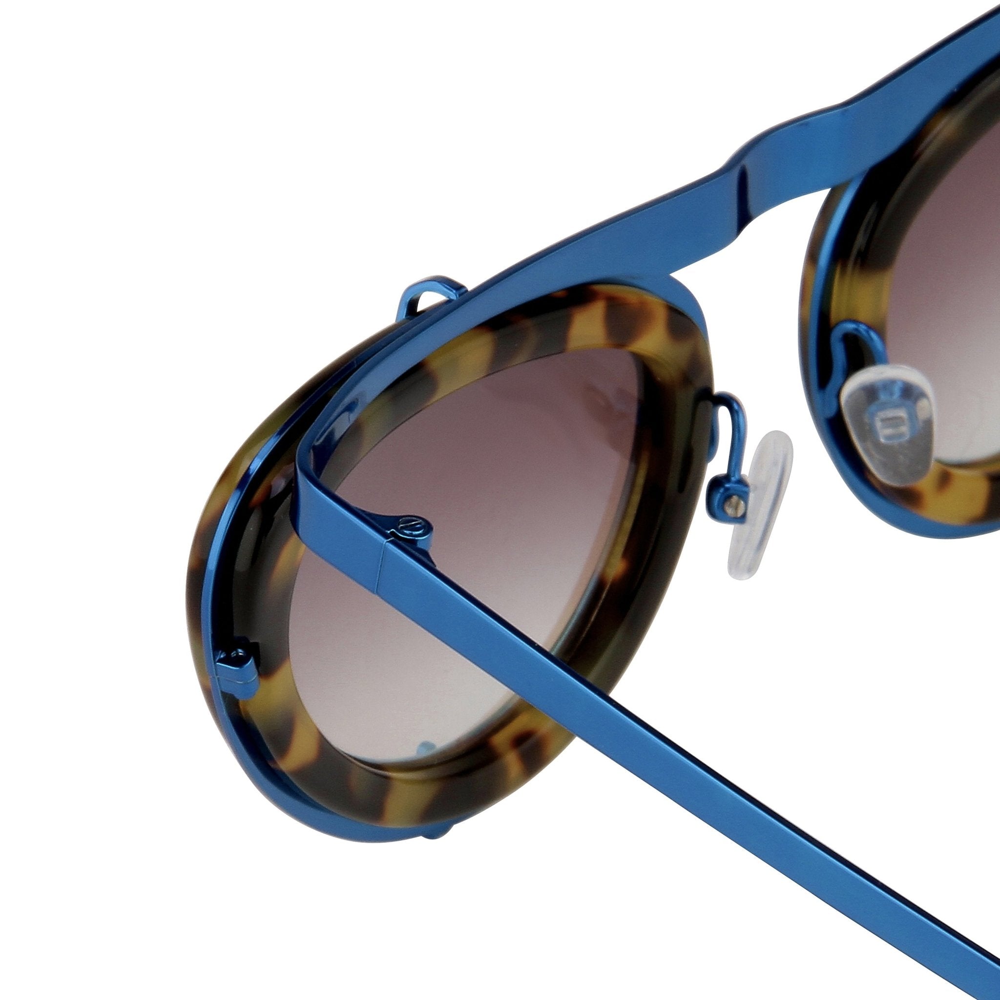 Erdem Women Sunglasses Cat Eye Tortoiseshell/Blue and Blue Mirror Lenses - EDM3C3SUN - Watches & Crystals