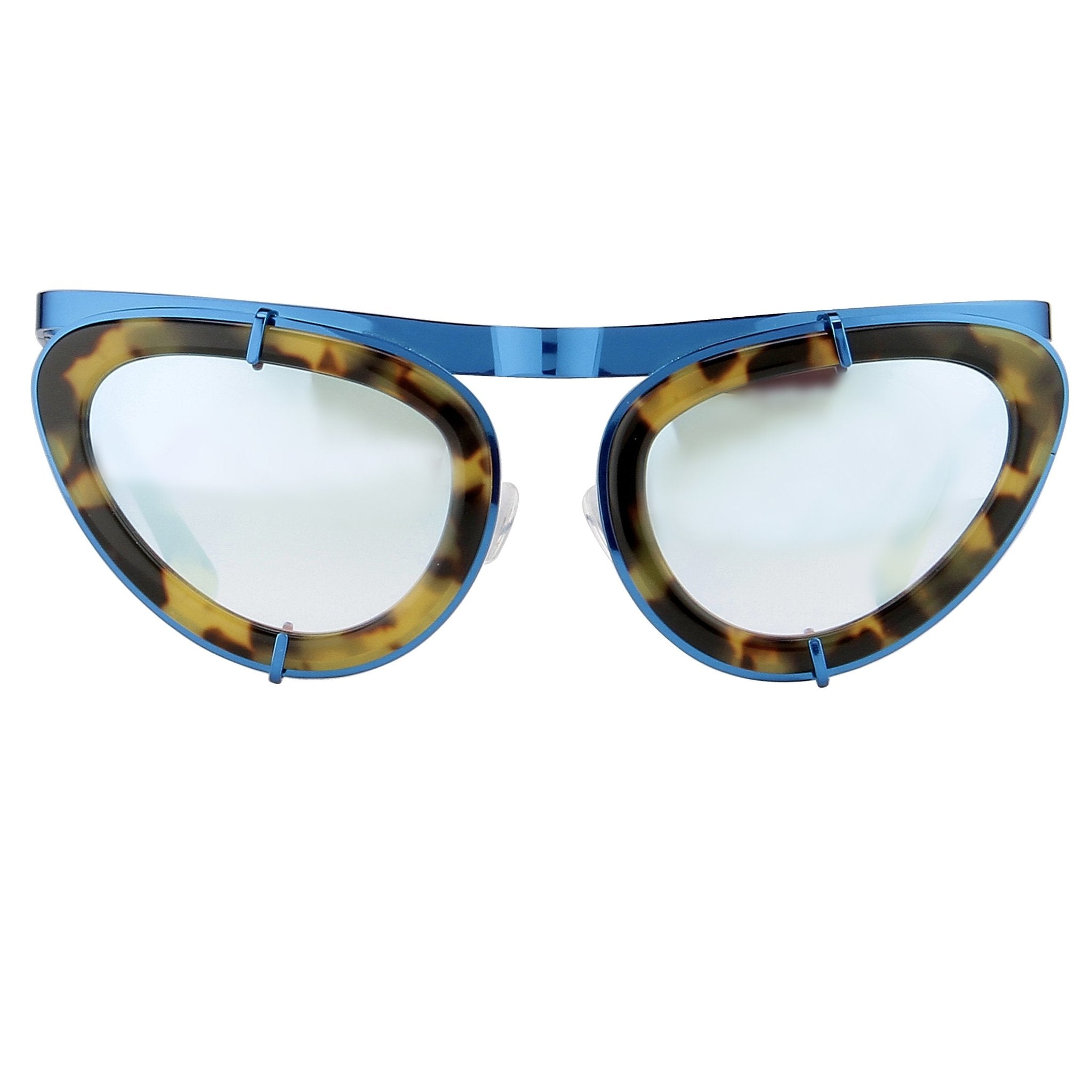 Erdem Women Sunglasses Cat Eye Tortoiseshell/Blue and Blue Mirror Lenses - EDM3C3SUN - Watches & Crystals