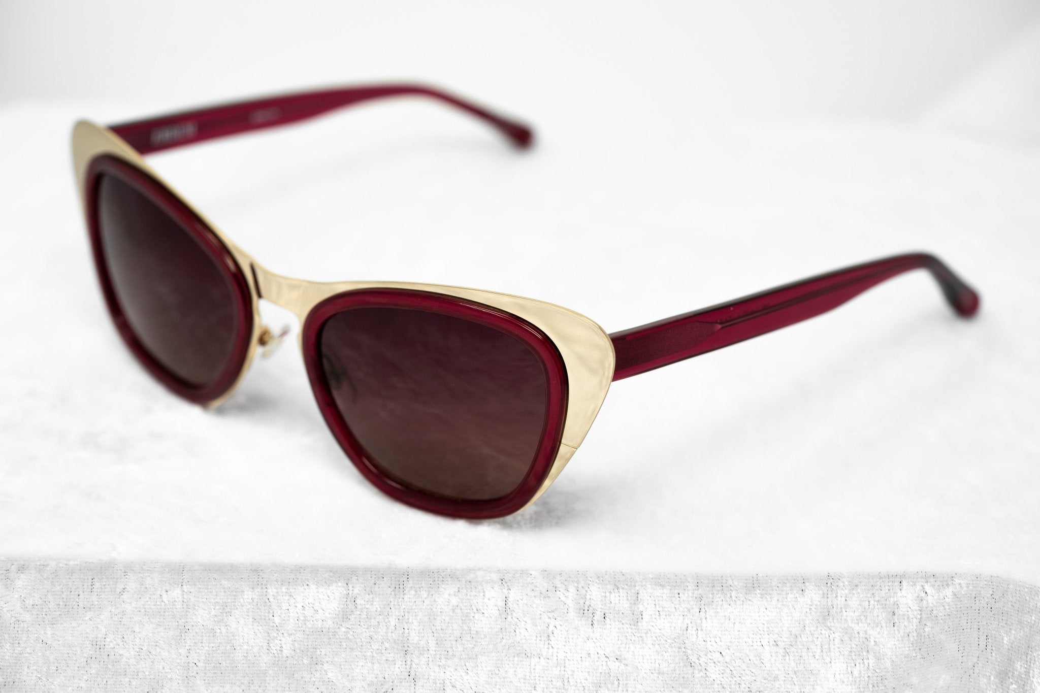 Erdem Women Sunglasses Cat Eye Transparent Burgundy Gold with Maroon Lenses Category 3 EDM17C4SUN - Watches & Crystals