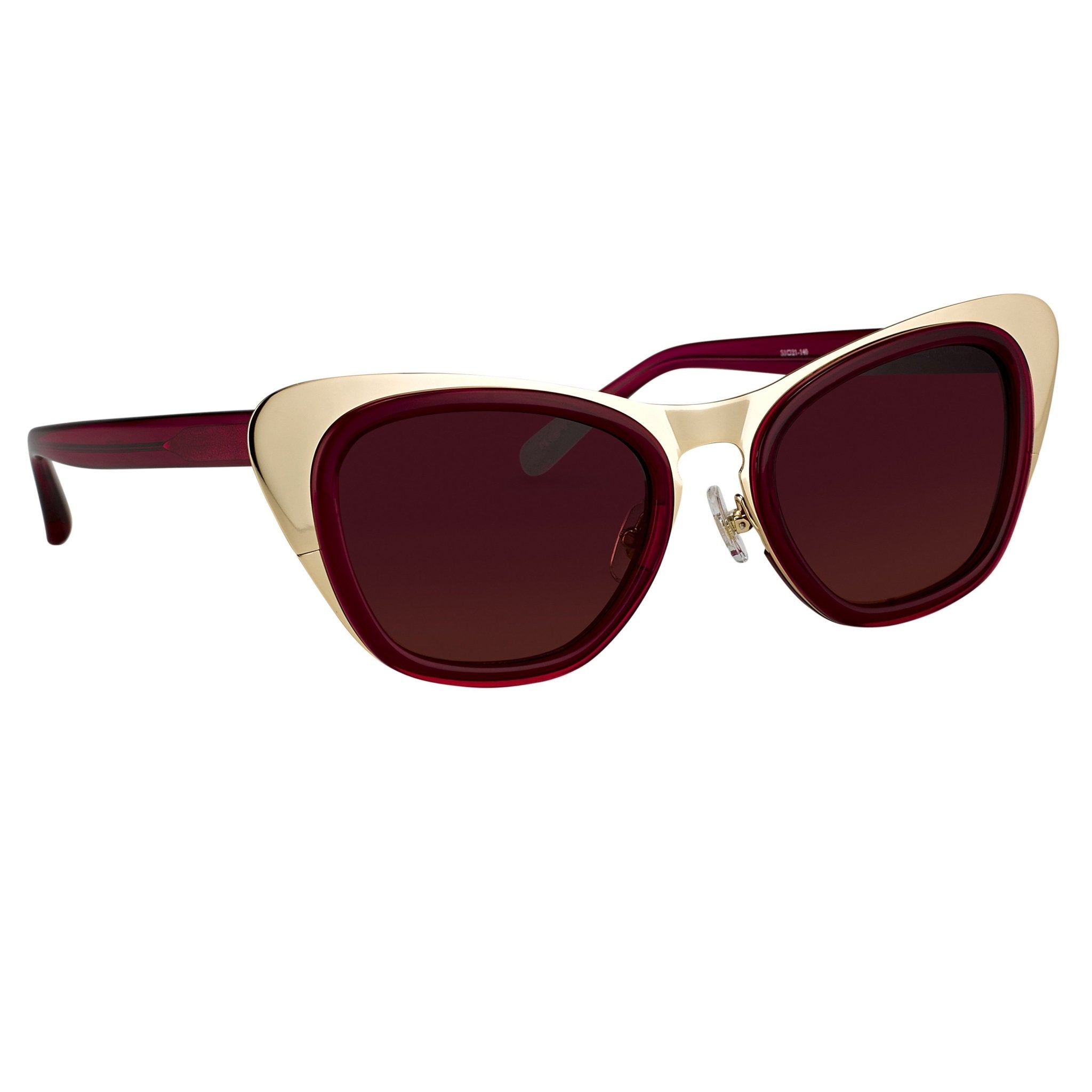 Erdem Women Sunglasses Cat Eye Transparent Burgundy Gold with Maroon Lenses Category 3 EDM17C4SUN - Watches & Crystals