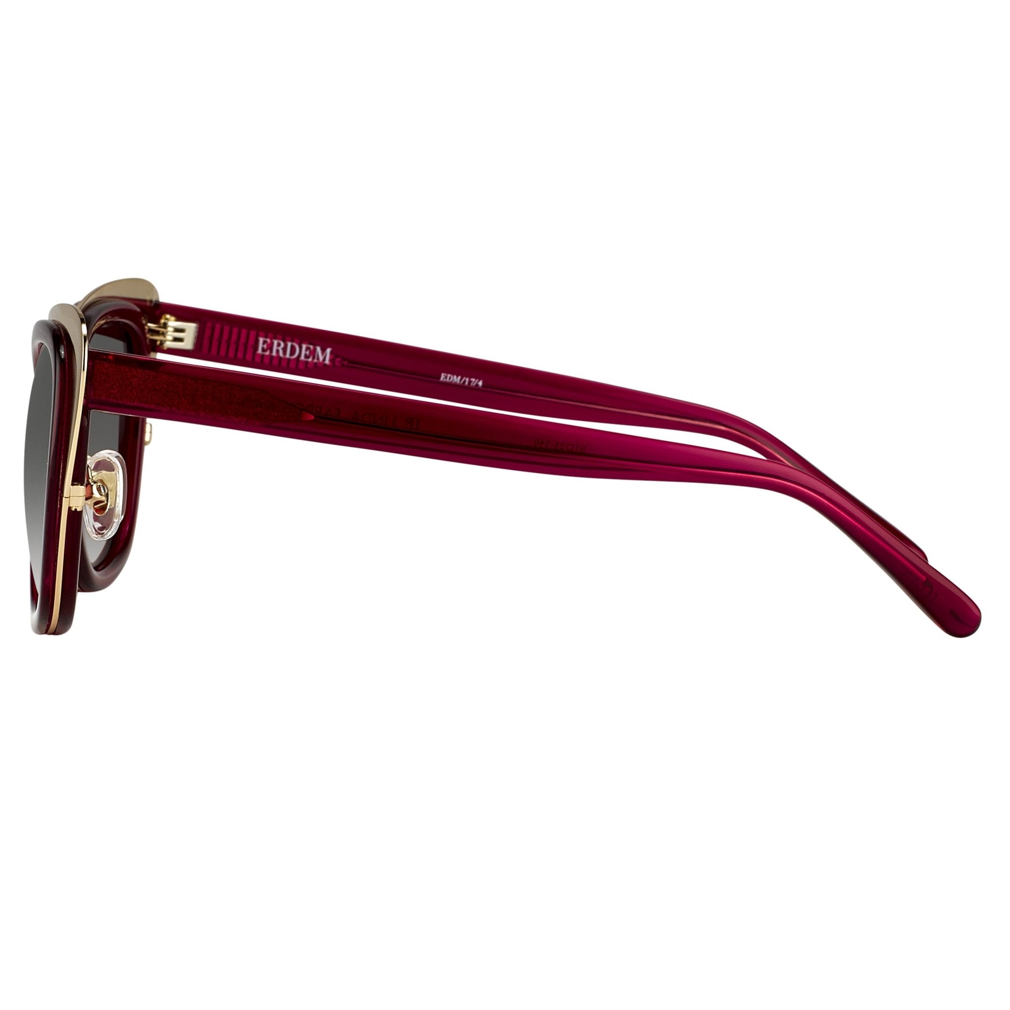 Erdem Women Sunglasses Cat Eye Transparent Burgundy Gold with Maroon Lenses Category 3 EDM17C4SUN - Watches & Crystals