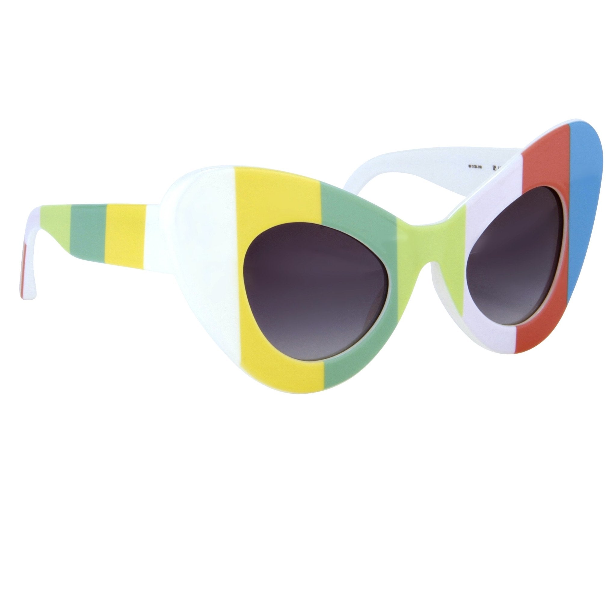 Jeremy Scott Sunglasses Cat Eye Multicoloured Bars With Grey Category 3 Graduated Lenses JSCATEYEC2SUN - Watches & Crystals