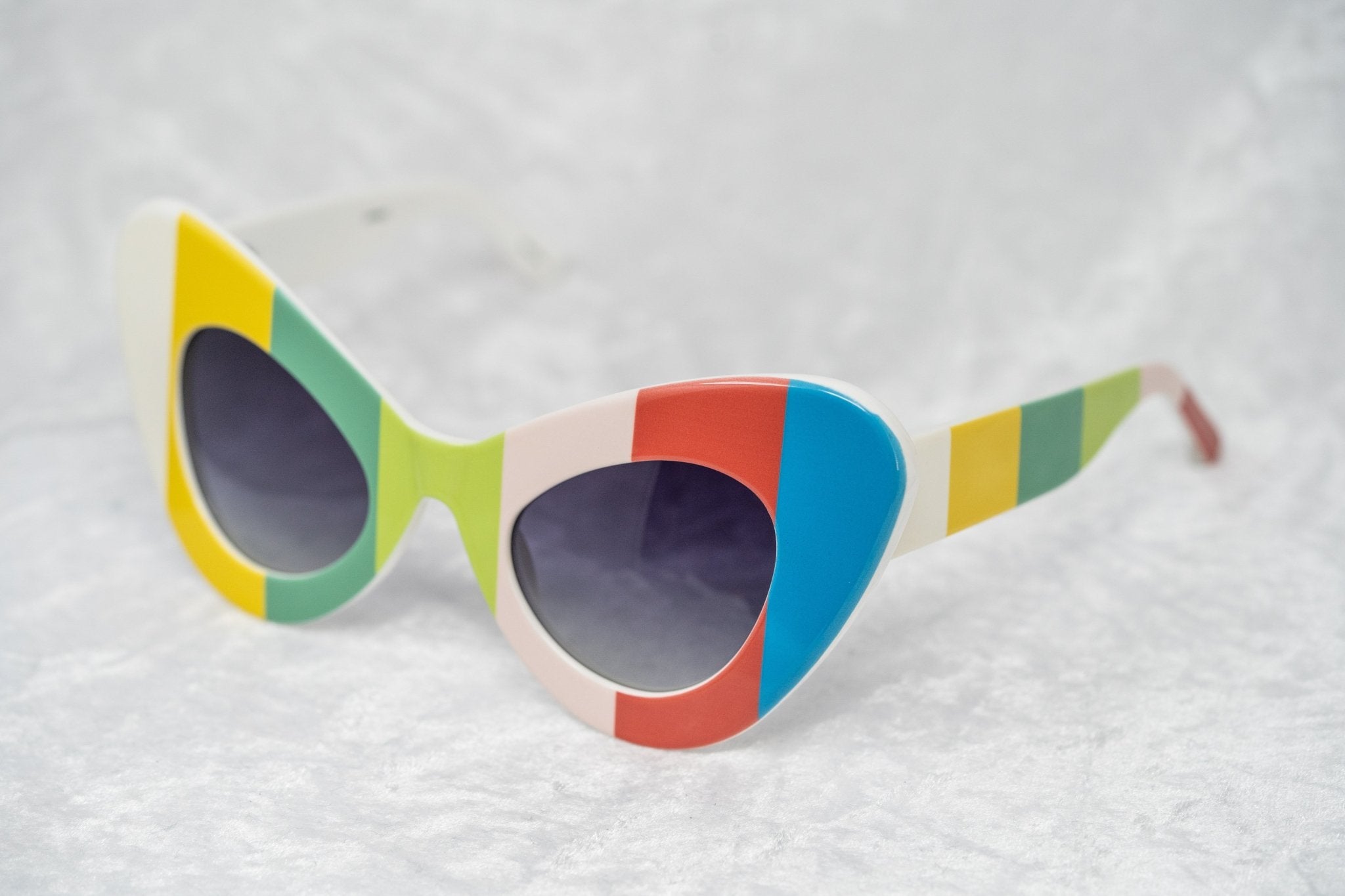 Jeremy Scott Sunglasses Cat Eye Multicoloured Bars With Grey Category 3 Graduated Lenses JSCATEYEC2SUN - Watches & Crystals