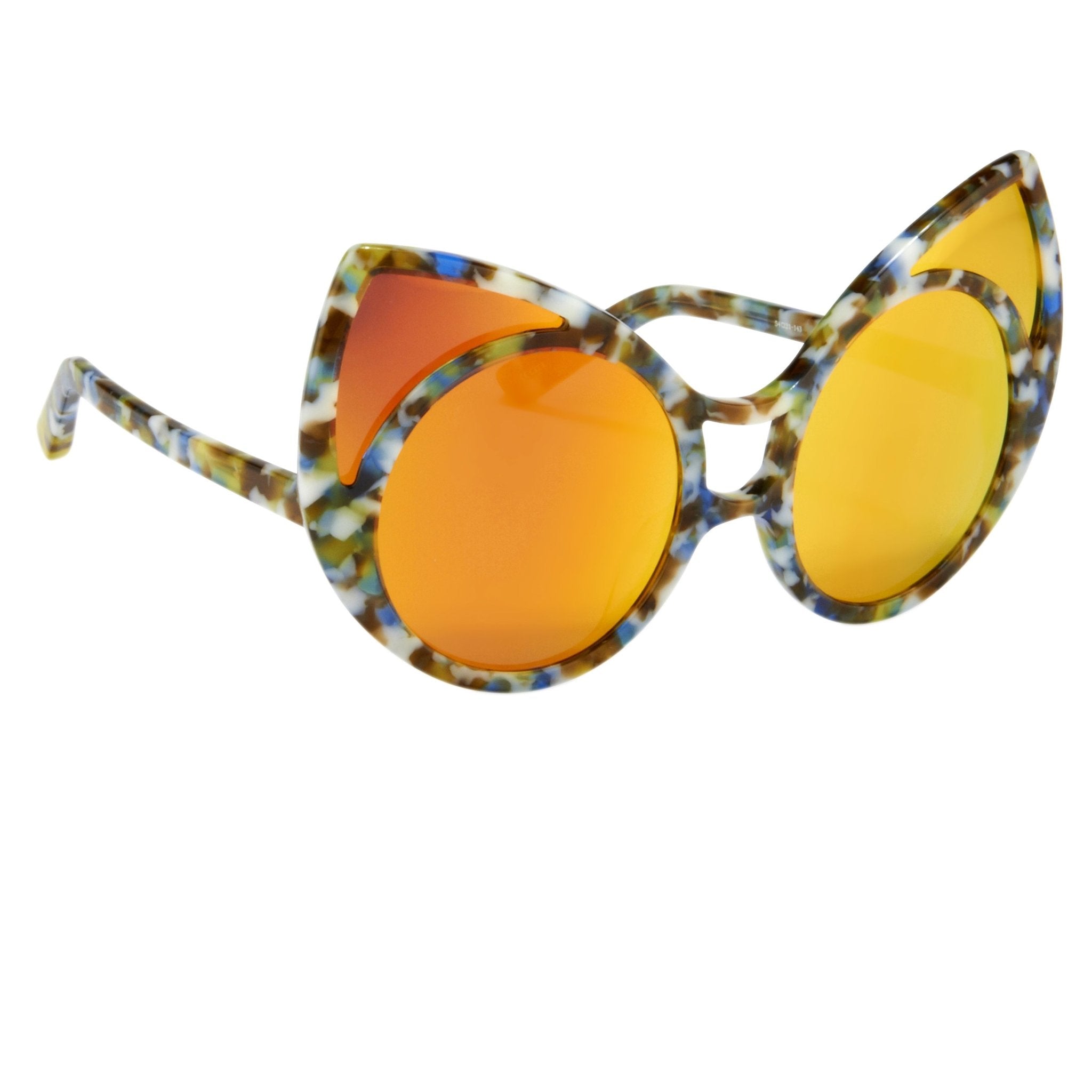 Khaleda And Fahad Sunglasses Cat Eyes Coloured Tortoise Shell with Orange Lenses CAT3 KR1C5SUN - Watches & Crystals