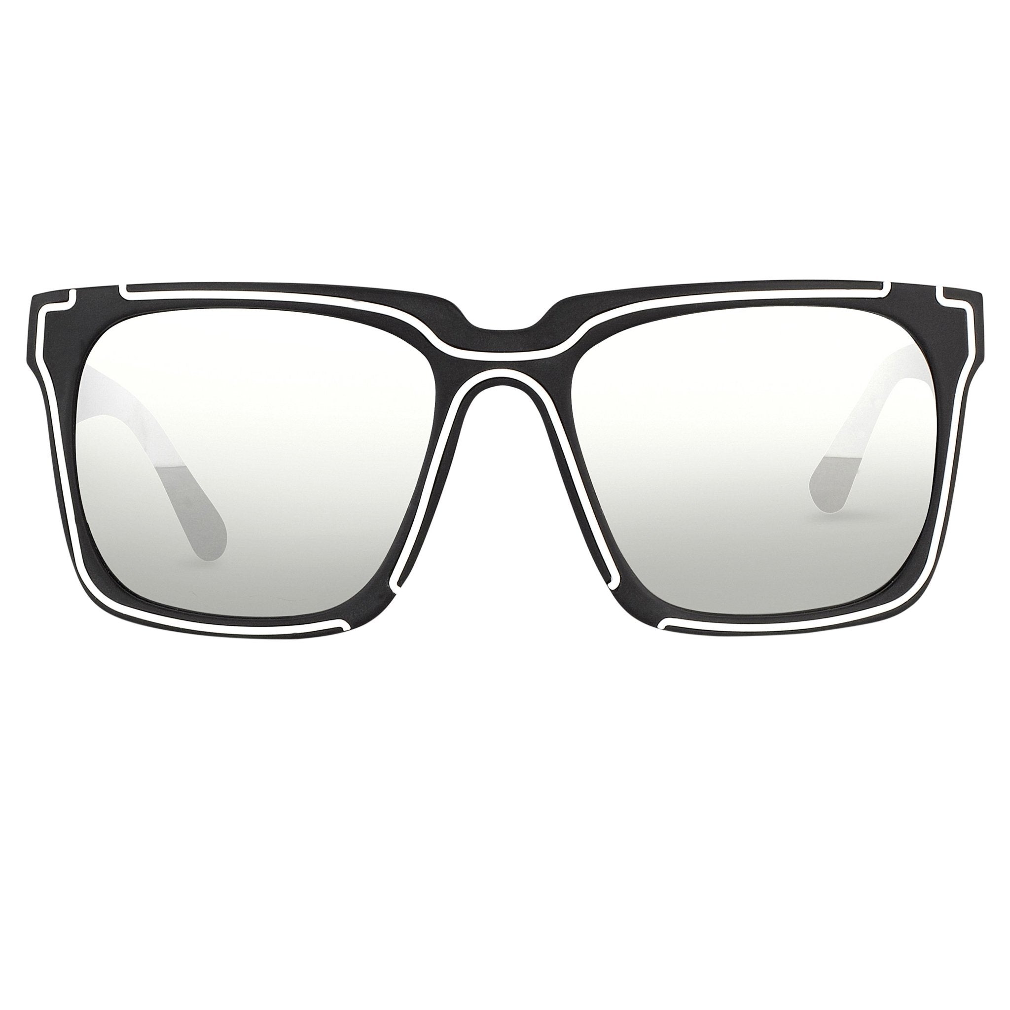 Kokon To Zai Sunglasses D-Frame Unisex Matte Black/White With Silver Lenses KTZ14C2SUN - Watches & Crystals