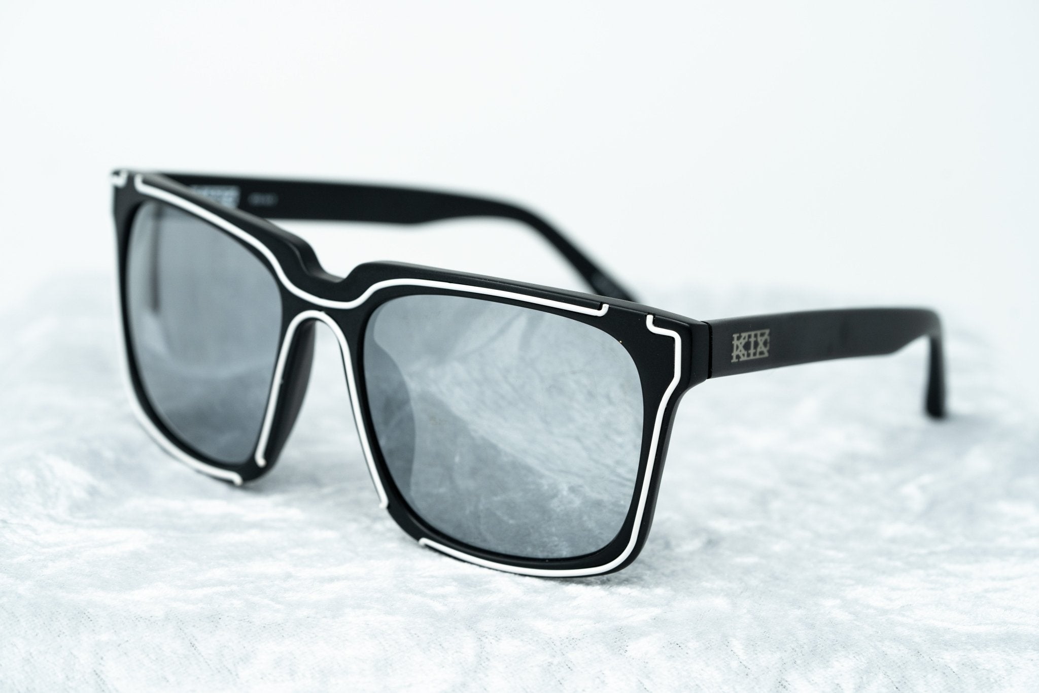 Kokon To Zai Sunglasses D-Frame Unisex Matte Black/White With Silver Lenses KTZ14C2SUN - Watches & Crystals