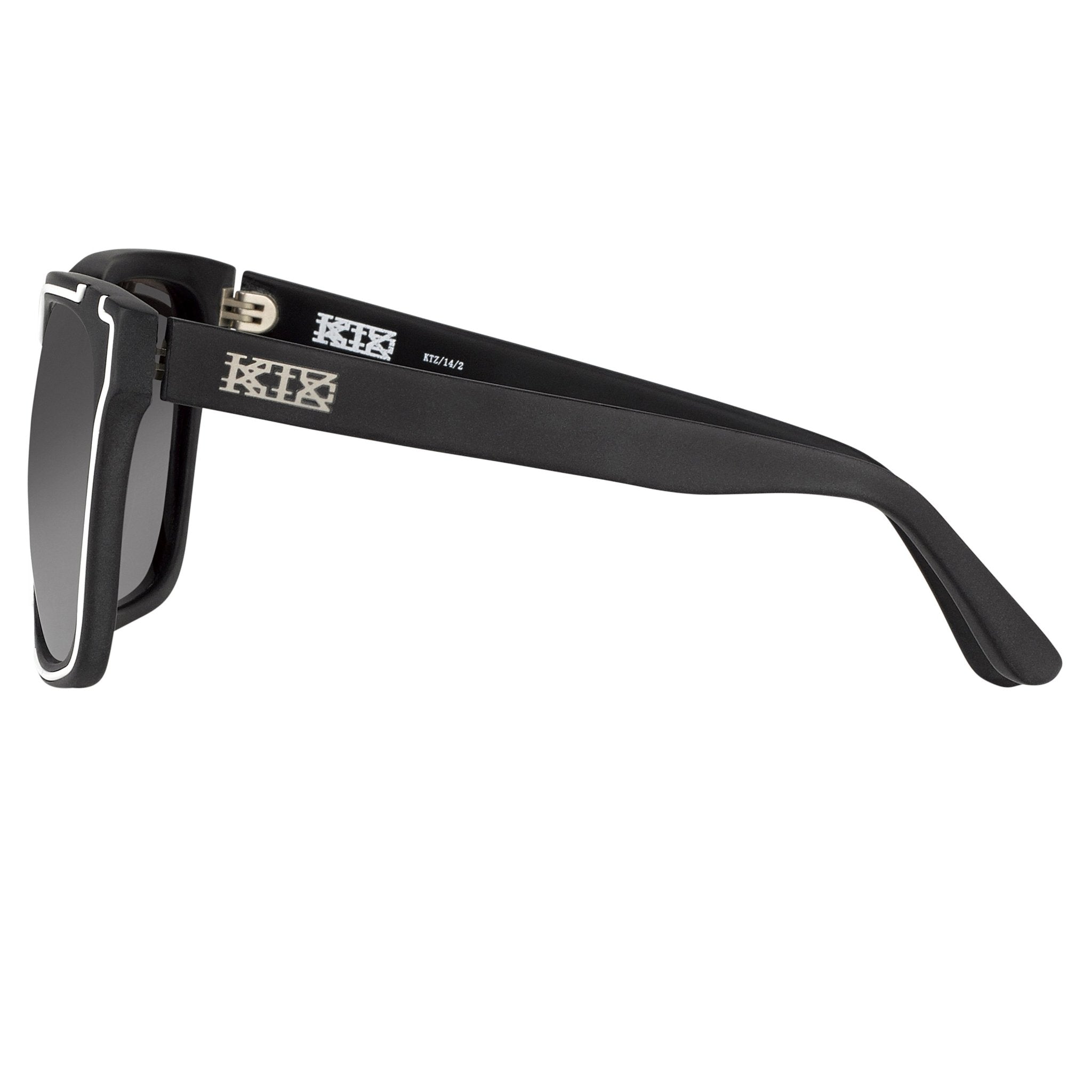 Kokon To Zai Sunglasses D-Frame Unisex Matte Black/White With Silver Lenses KTZ14C2SUN - Watches & Crystals