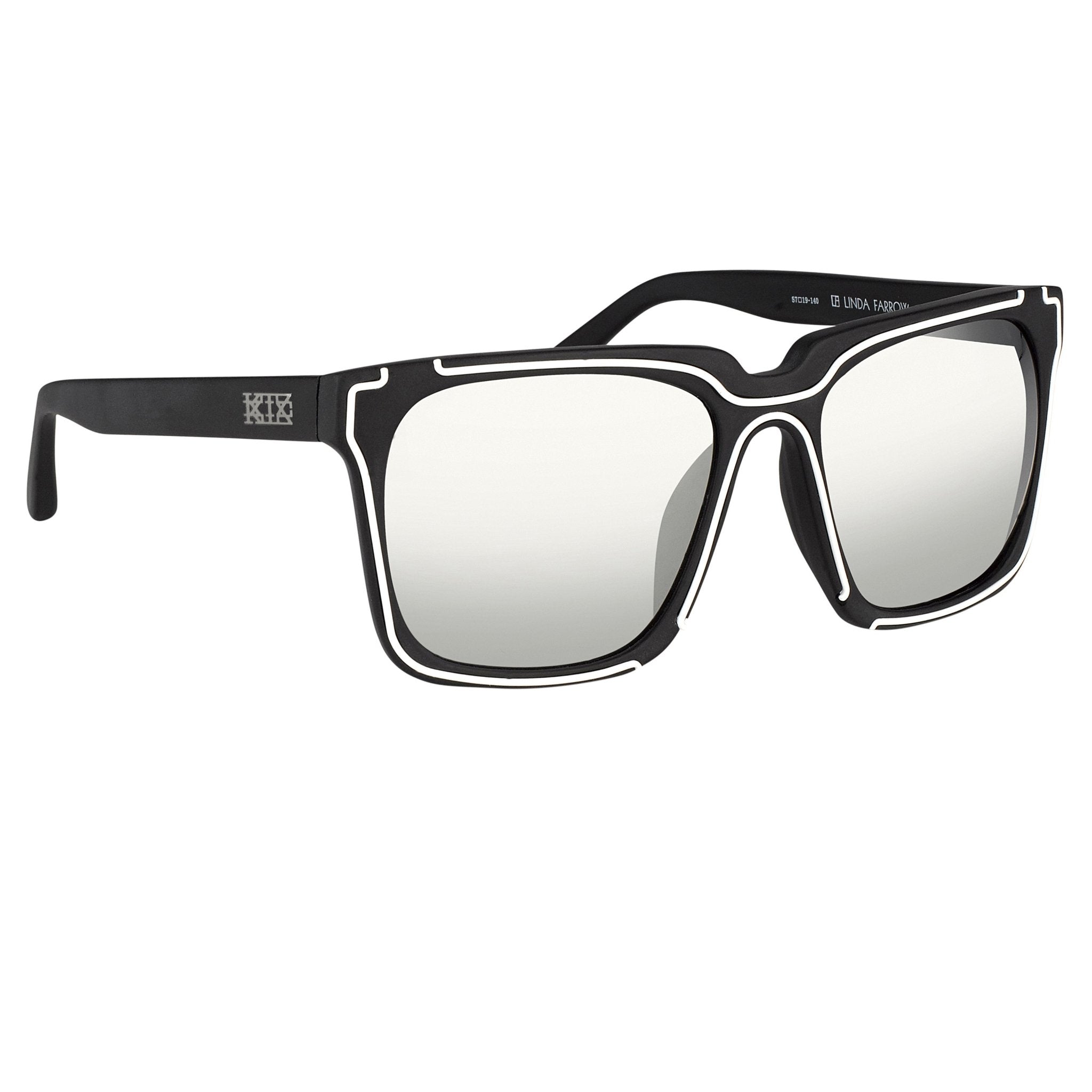 Kokon To Zai Sunglasses D-Frame Unisex Matte Black/White With Silver Lenses KTZ14C2SUN - Watches & Crystals