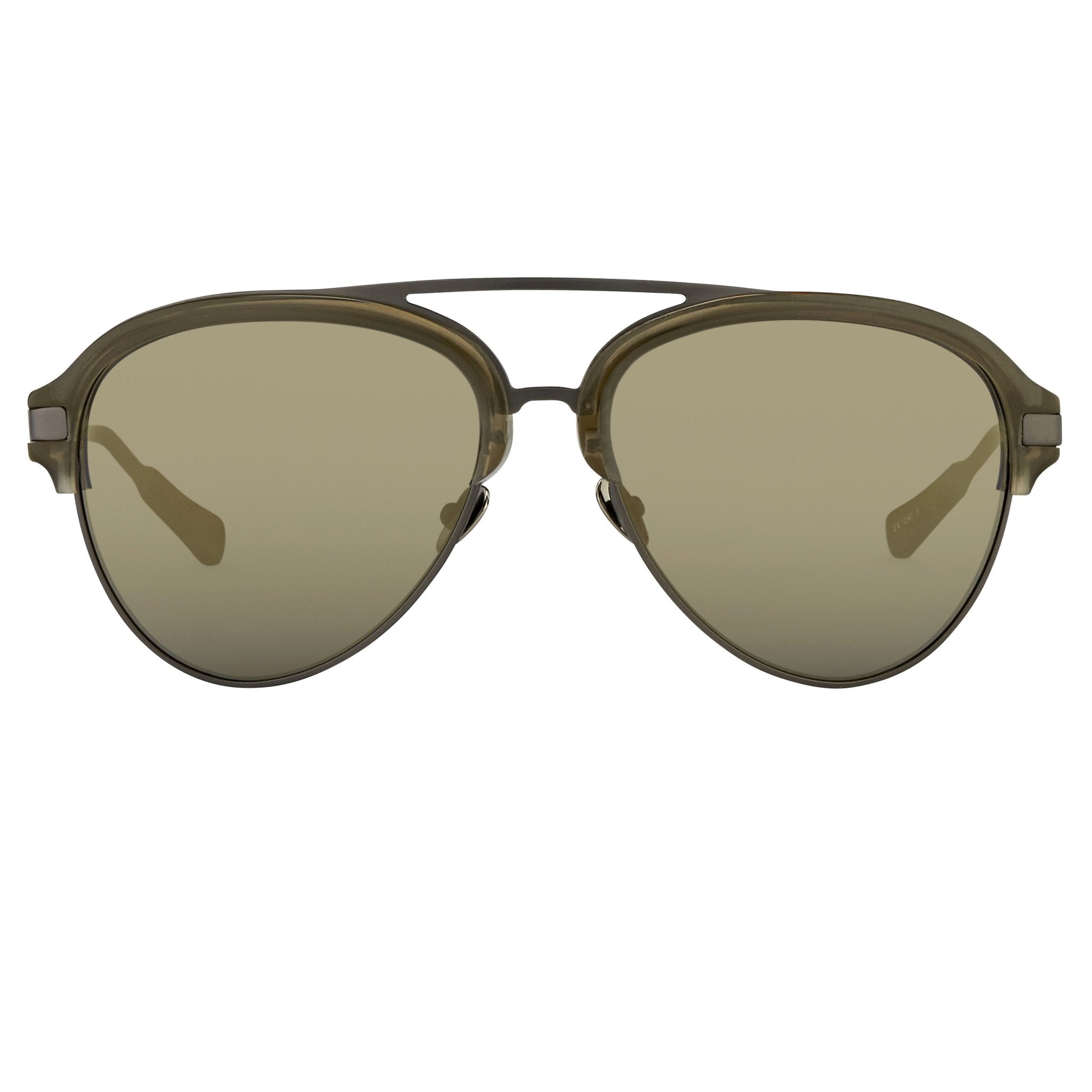 Kris Van Assche Sunglasses Khaki Matte Grey and Gold Mirror Lenses Category 3 - KVA74C6SUN - Watches & Crystals