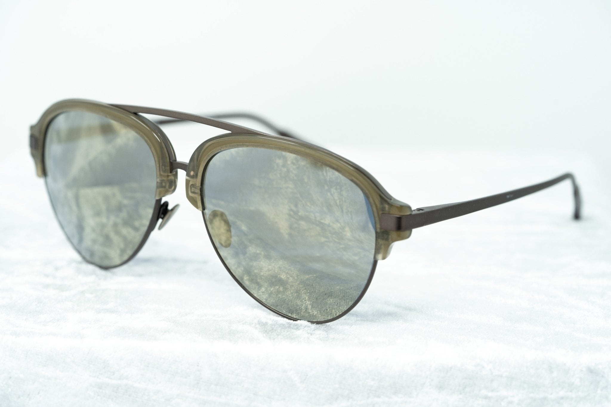 Kris Van Assche Sunglasses Khaki Matte Grey and Gold Mirror Lenses Category 3 - KVA74C6SUN - Watches & Crystals