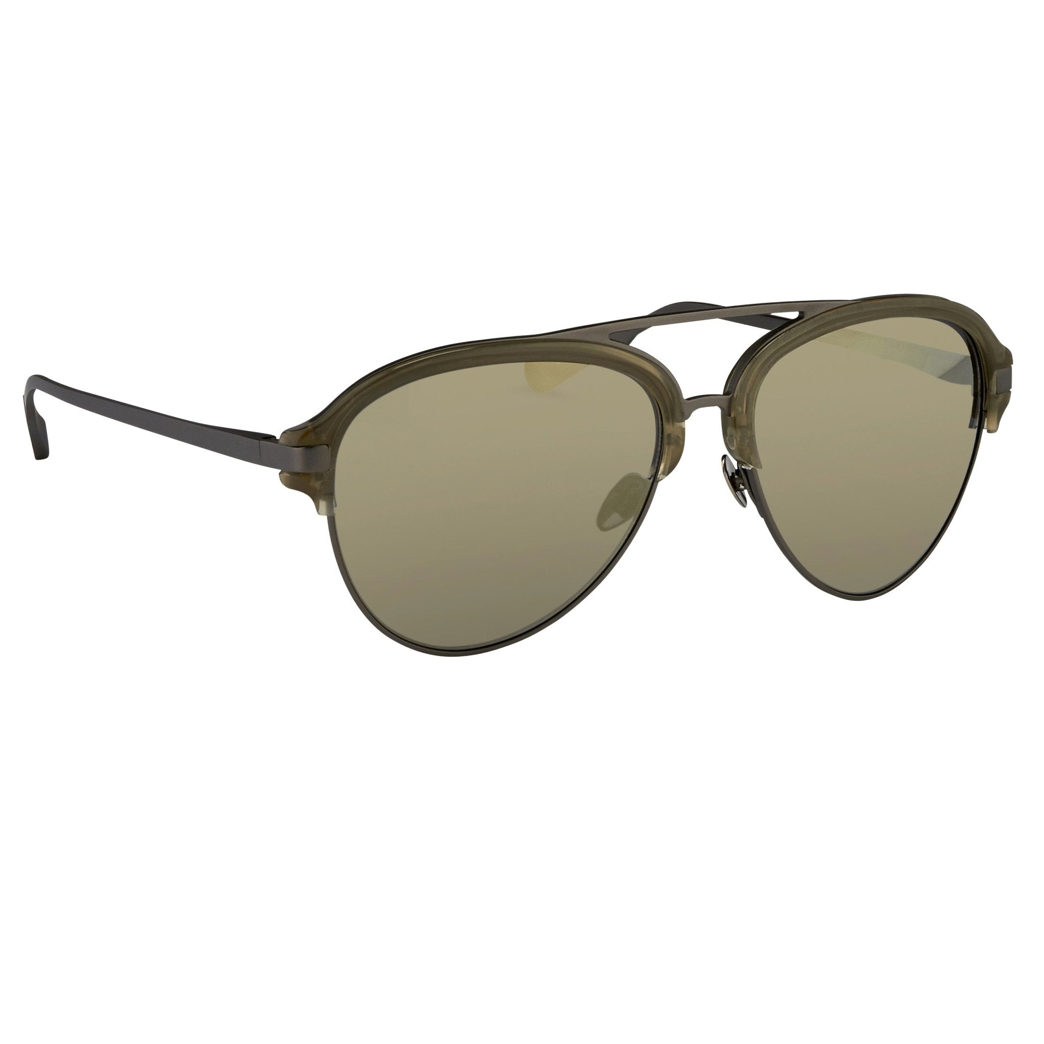 Kris Van Assche Sunglasses Khaki Matte Grey and Gold Mirror Lenses Category 3 - KVA74C6SUN - Watches & Crystals