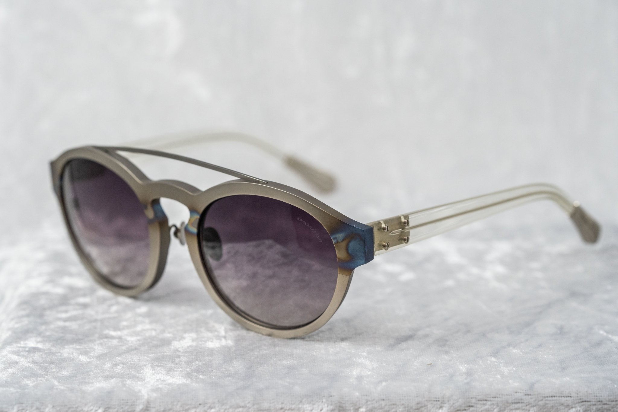 Kris Van Assche Sunglasses Oval Burnt Silver and Grey Graduated Lenses Category 3 - KVA4C5SUN - Watches & Crystals