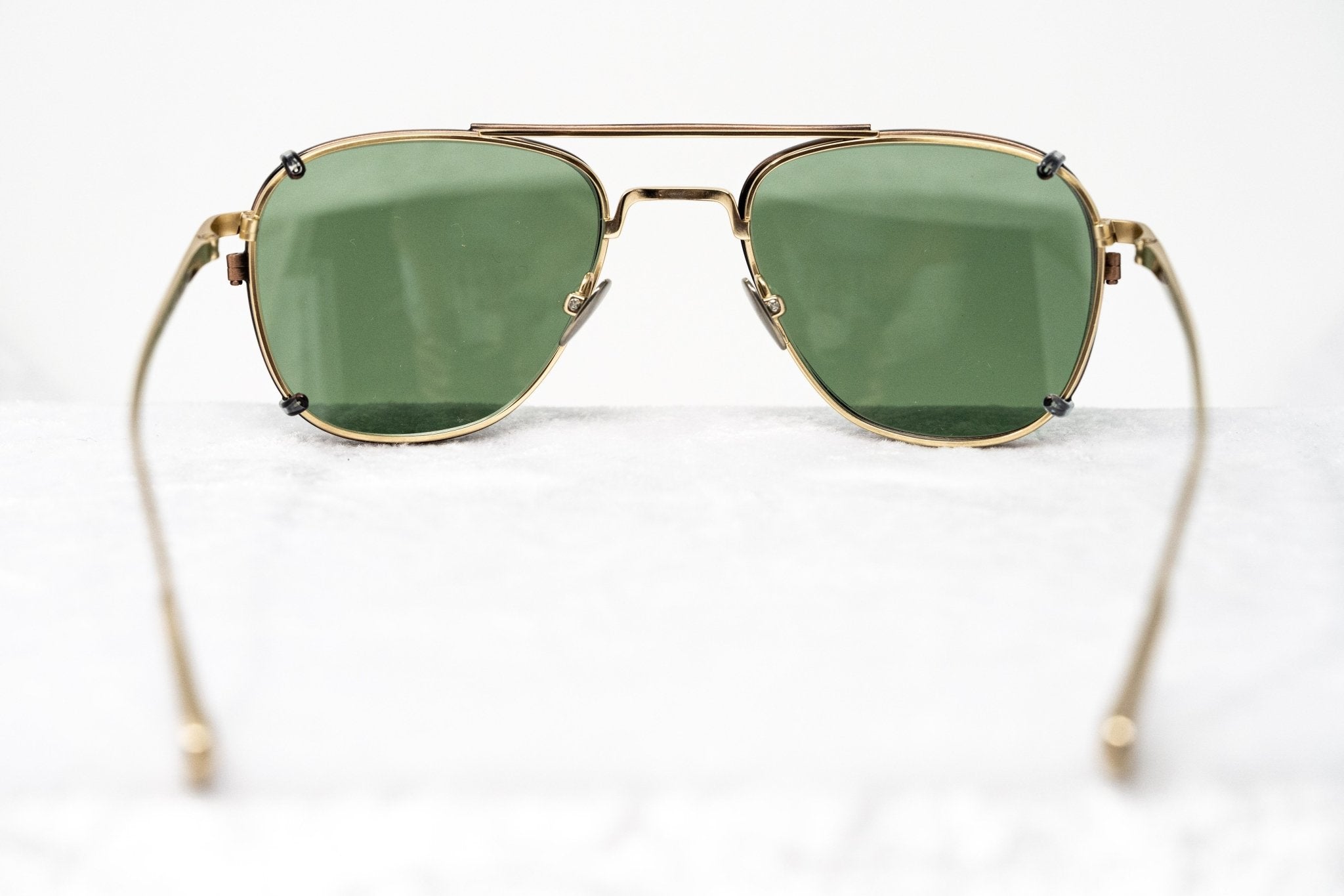 Kris Van Assche Sunglasses Rectangular Titanium Unixes Light Gold Bronze Clip-On with Green Lenses - KVA92C3SUN - Watches & Crystals