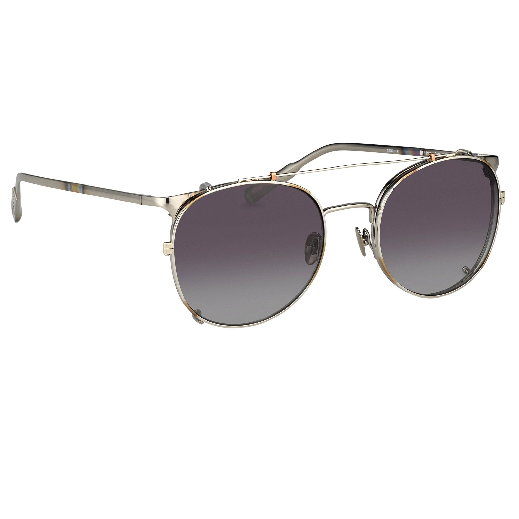 Kris Van Assche Sunglasses Unisex Oval Burnt Silver and Clip-on Grey Graduated Lenses Category 2 - KVA69C2SUN - Watches & Crystals