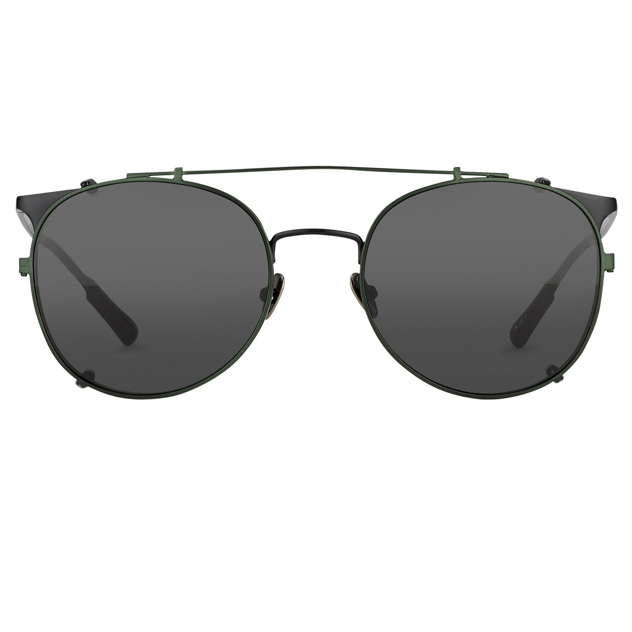 Kris Van Assche Sunglasses Unisex Oval Shiny Black Brushed Green Clip-On and Green Graduated Lenses - KVA69C4SUN - Watches & Crystals