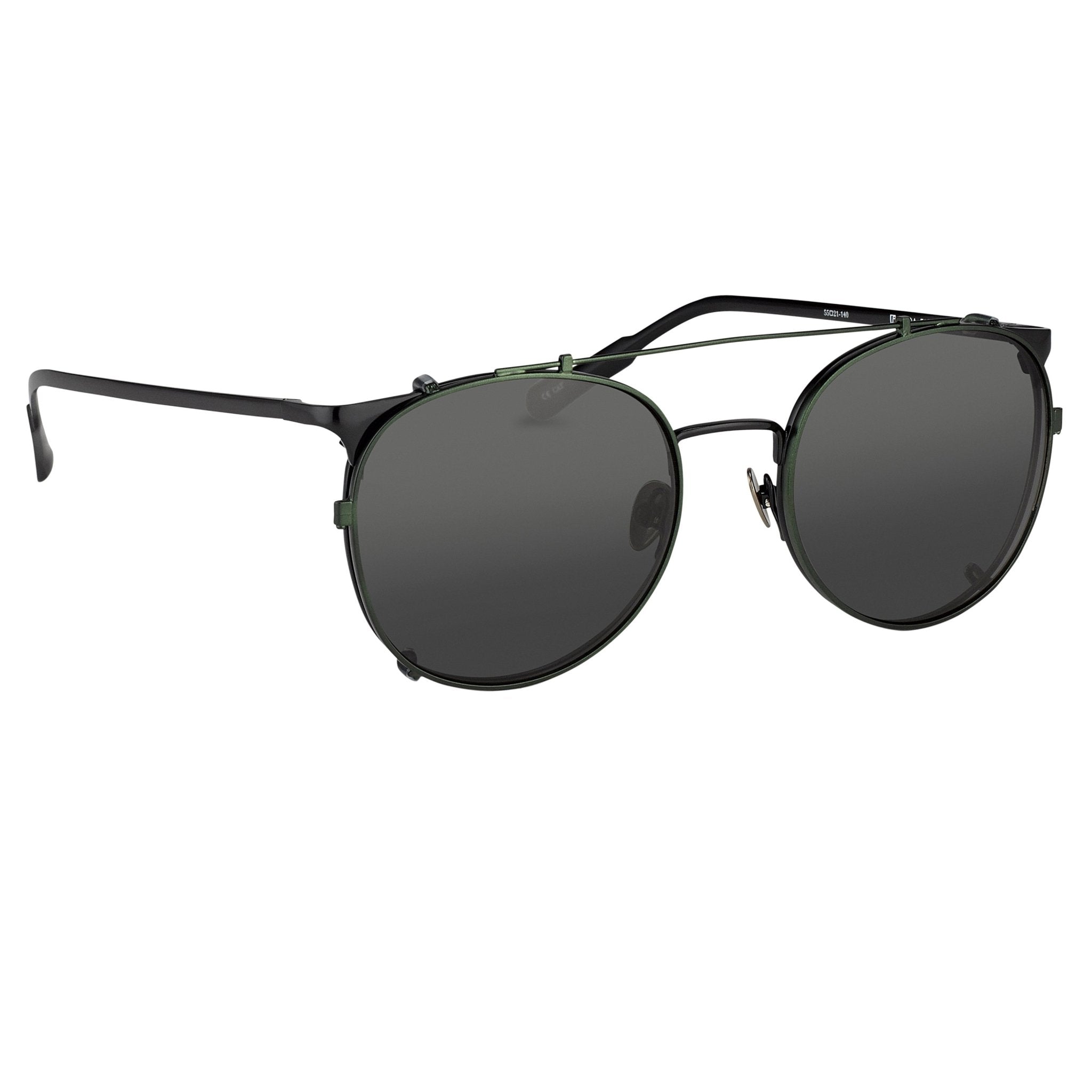 Kris Van Assche Sunglasses Unisex Oval Shiny Black Brushed Green Clip-On and Green Graduated Lenses - KVA69C4SUN - Watches & Crystals