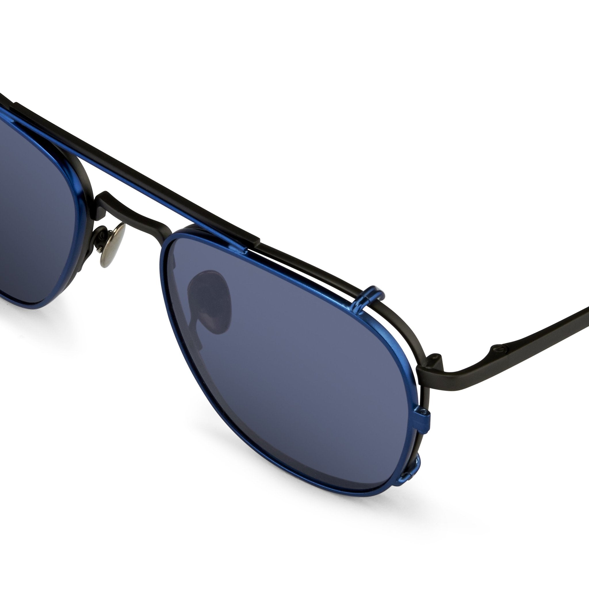 Kris Van Assche Sunglasses Unisex Rectangular Titanium Matte Black Blue Clip-On with Blue Lenses - KVA92C4SUN - Watches & Crystals