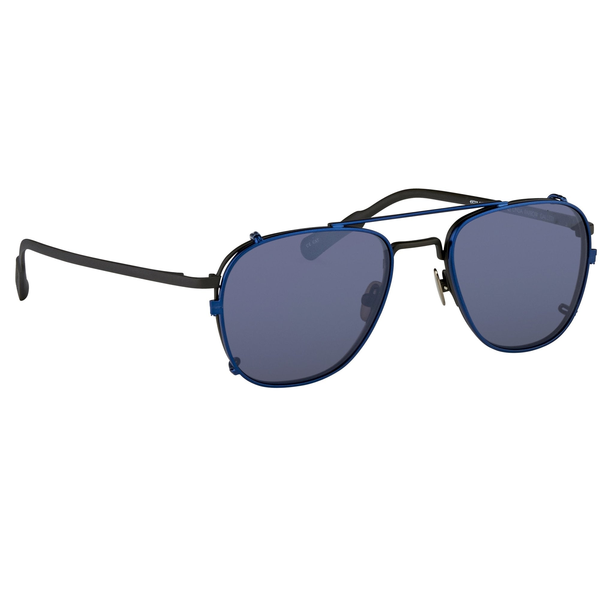 Kris Van Assche Sunglasses Unisex Rectangular Titanium Matte Black Blue Clip-On with Blue Lenses - KVA92C4SUN - Watches & Crystals