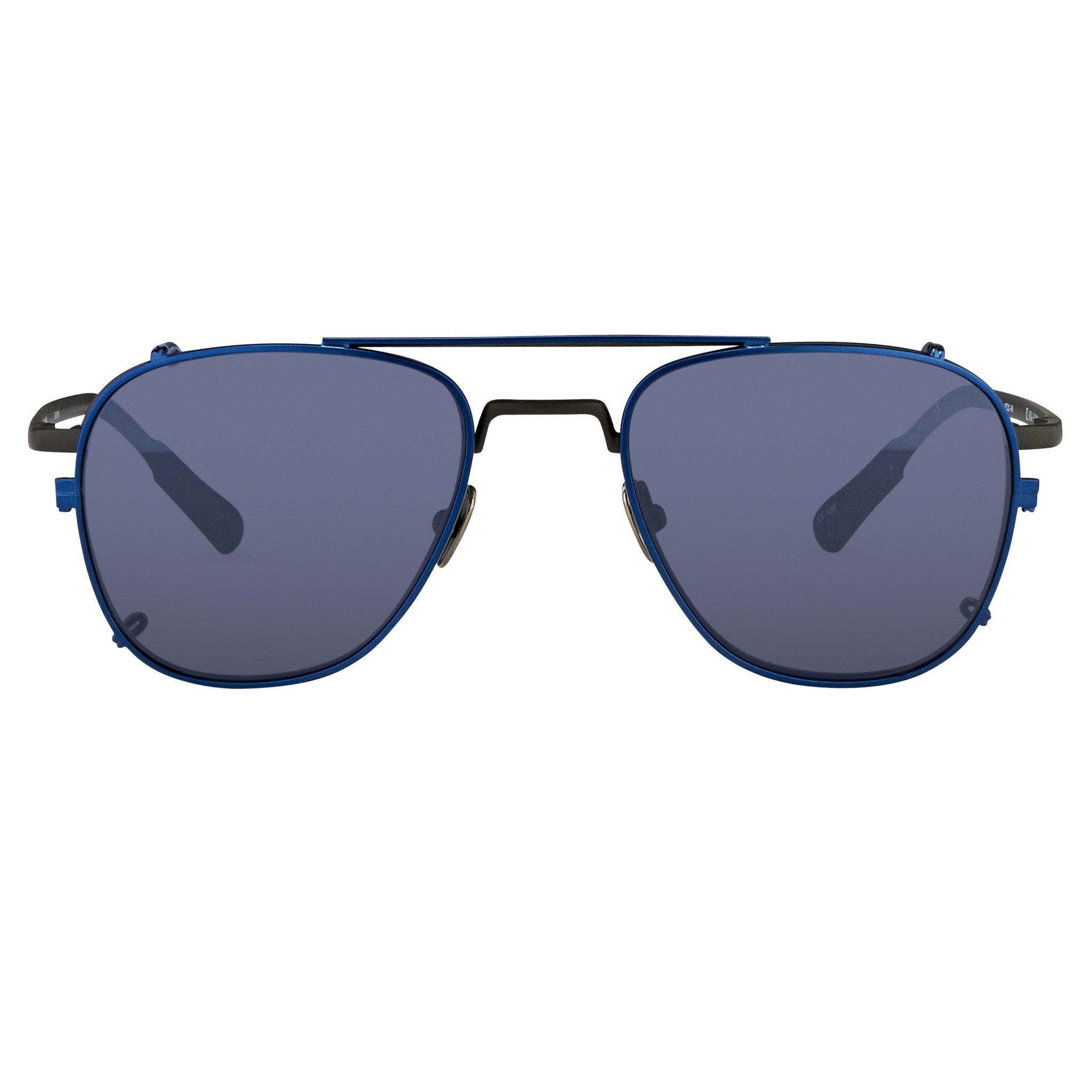 Kris Van Assche Sunglasses Unisex Rectangular Titanium Matte Black Blue Clip-On with Blue Lenses - KVA92C4SUN - Watches & Crystals