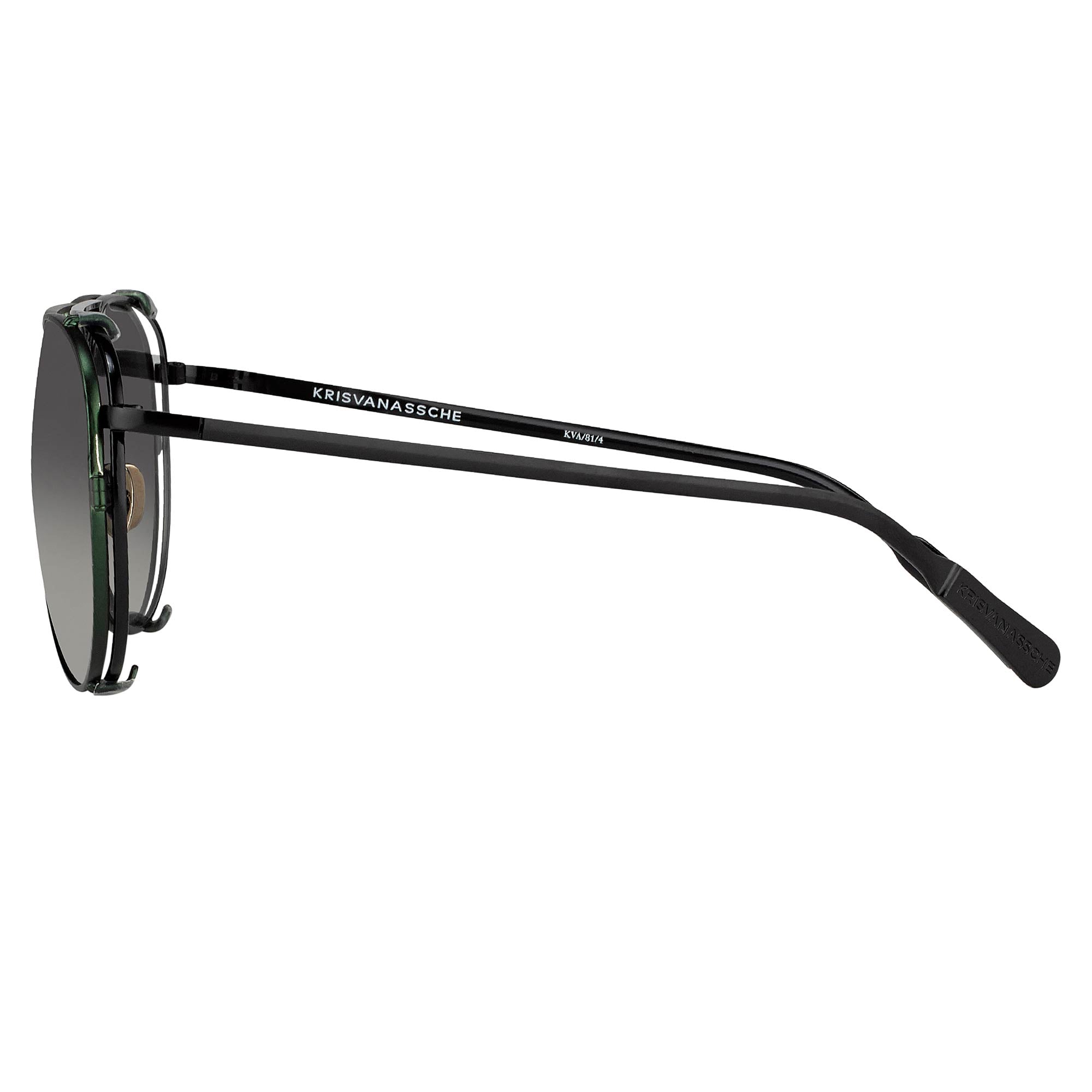 Kris Van Assche Sunglasses Unisex Titanium Black Green Clip On and Grey Graduated Lenses - KVA81C4SUN - Watches & Crystals