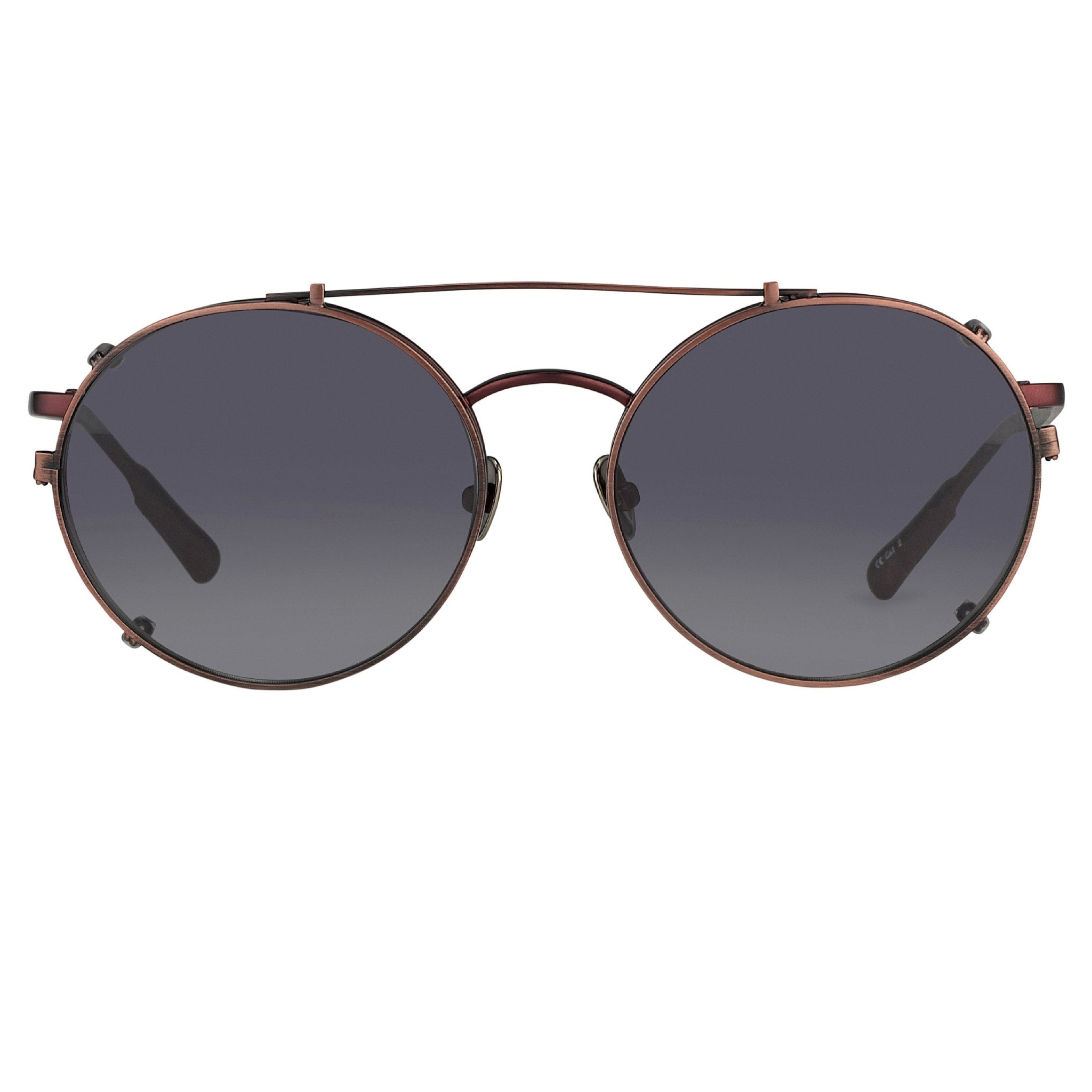 Kris Van Assche Sunglasses Unisex Titanium Oval Matte Burgundy Bronze Clip-On and Green Lenses Category 3- KVA70C5SUN - Watches & Crystals