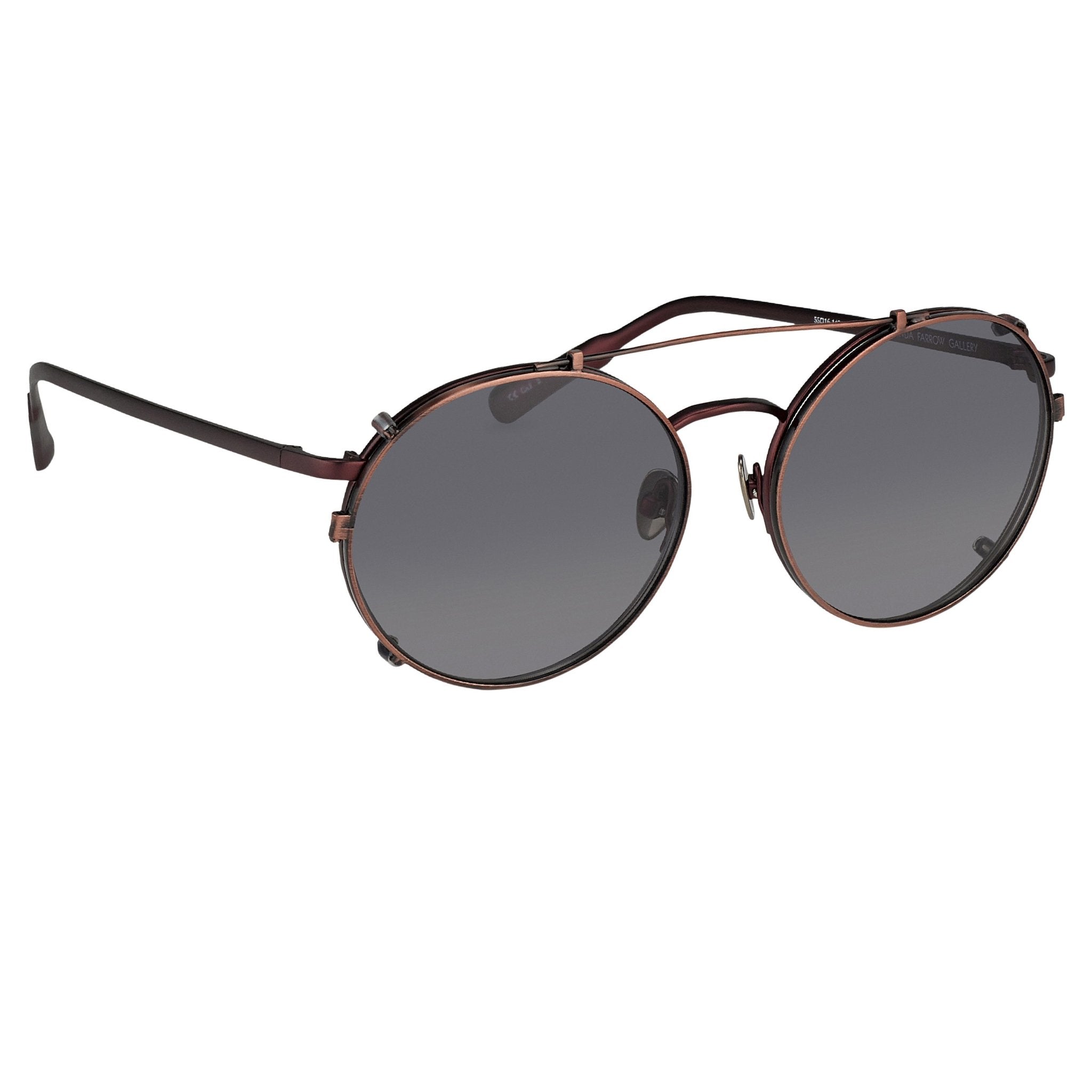 Kris Van Assche Sunglasses Unisex Titanium Oval Matte Burgundy Bronze Clip-On and Green Lenses Category 3- KVA70C5SUN - Watches & Crystals