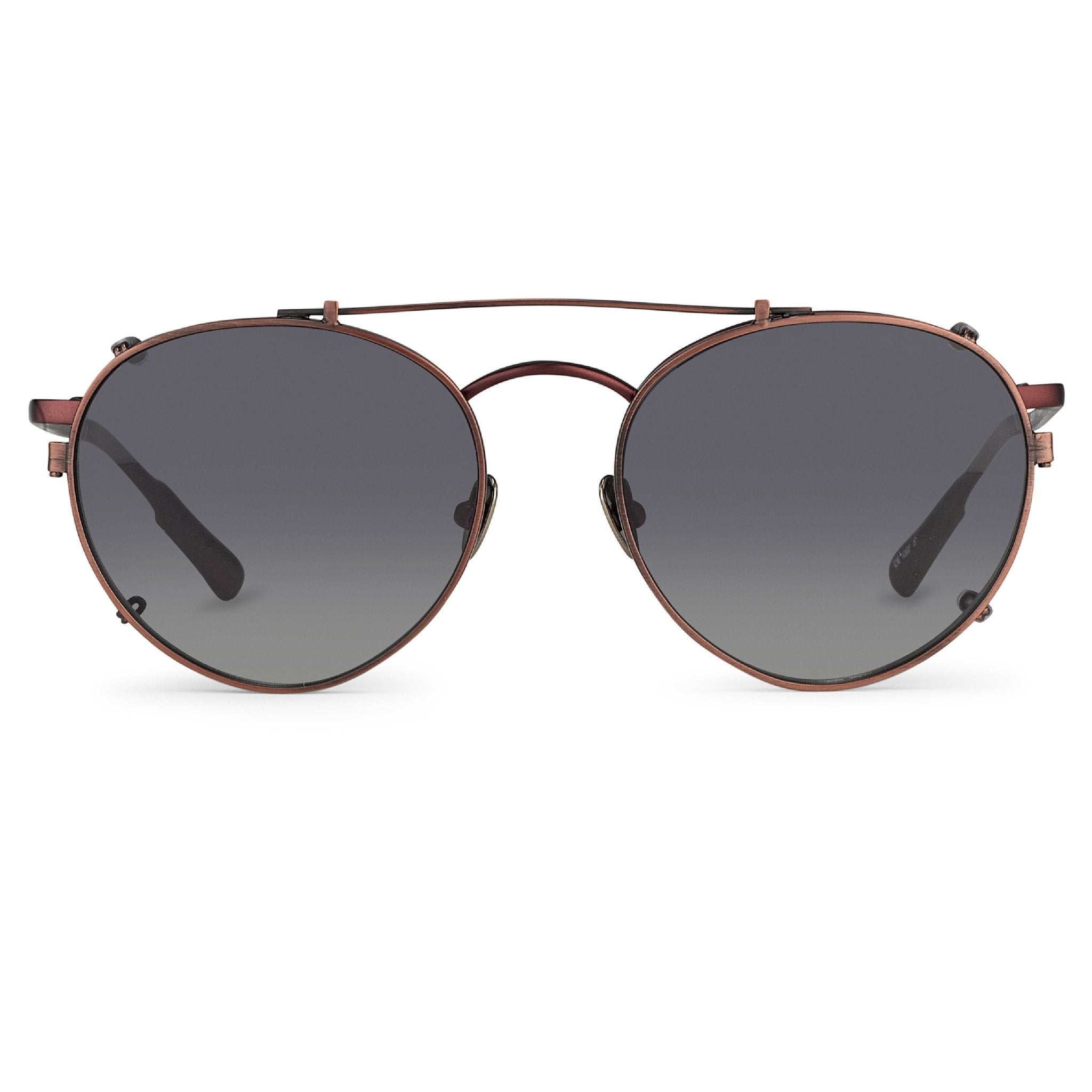 Kris Van Assche Sunglasses Unisex Titanium Oval Matte Burgundy Bronze Clip On and Grey Lenses Category 3 - KVA71C5SUN - Watches & Crystals