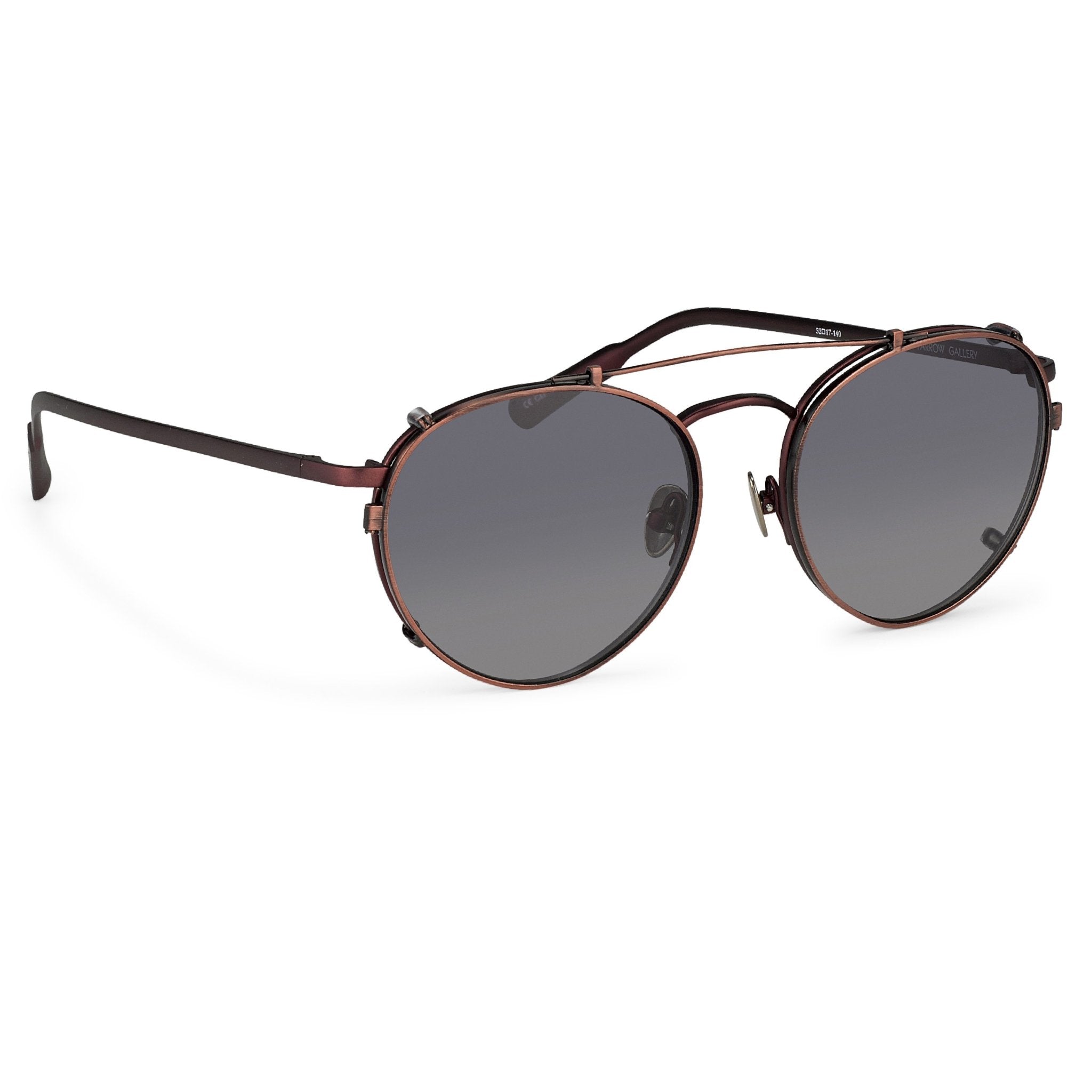 Kris Van Assche Sunglasses Unisex Titanium Oval Matte Burgundy Bronze Clip On and Grey Lenses Category 3 - KVA71C5SUN - Watches & Crystals