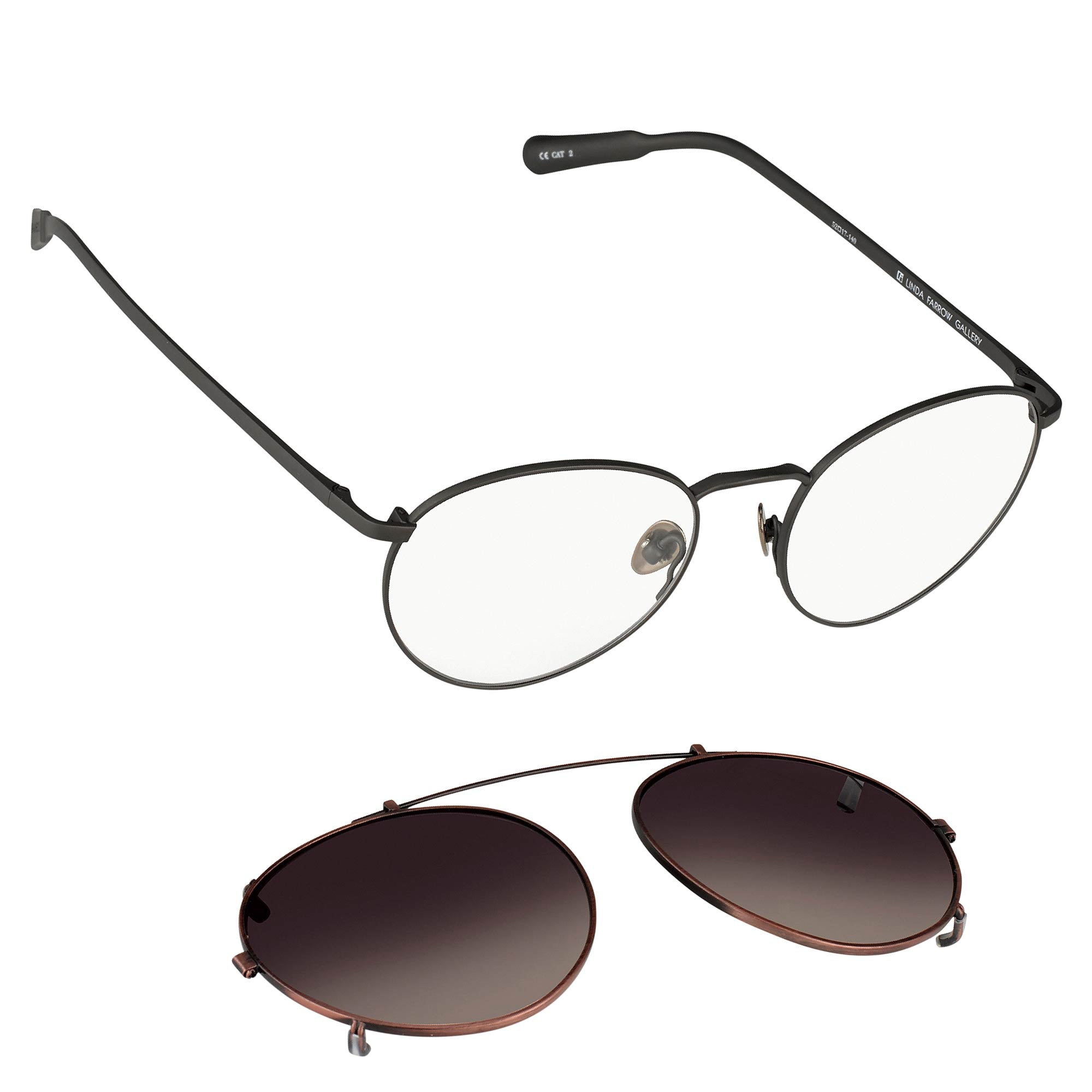 Kris Van Assche Sunglasses Unisex Titanium Oval Matte Grey Bronze Clip-On and Brown Graduated Lenses - KVA71C3SUN - Watches & Crystals