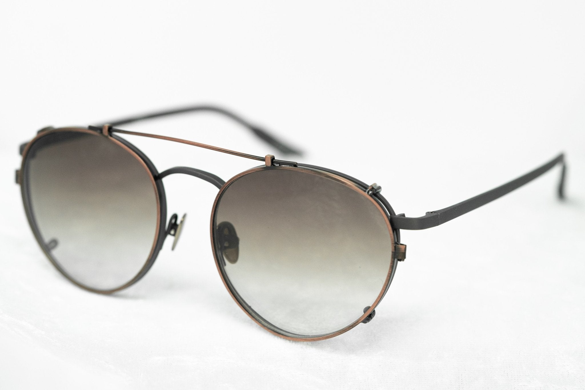 Kris Van Assche Sunglasses Unisex Titanium Oval Matte Grey Bronze Clip-On and Brown Graduated Lenses - KVA71C3SUN - Watches & Crystals