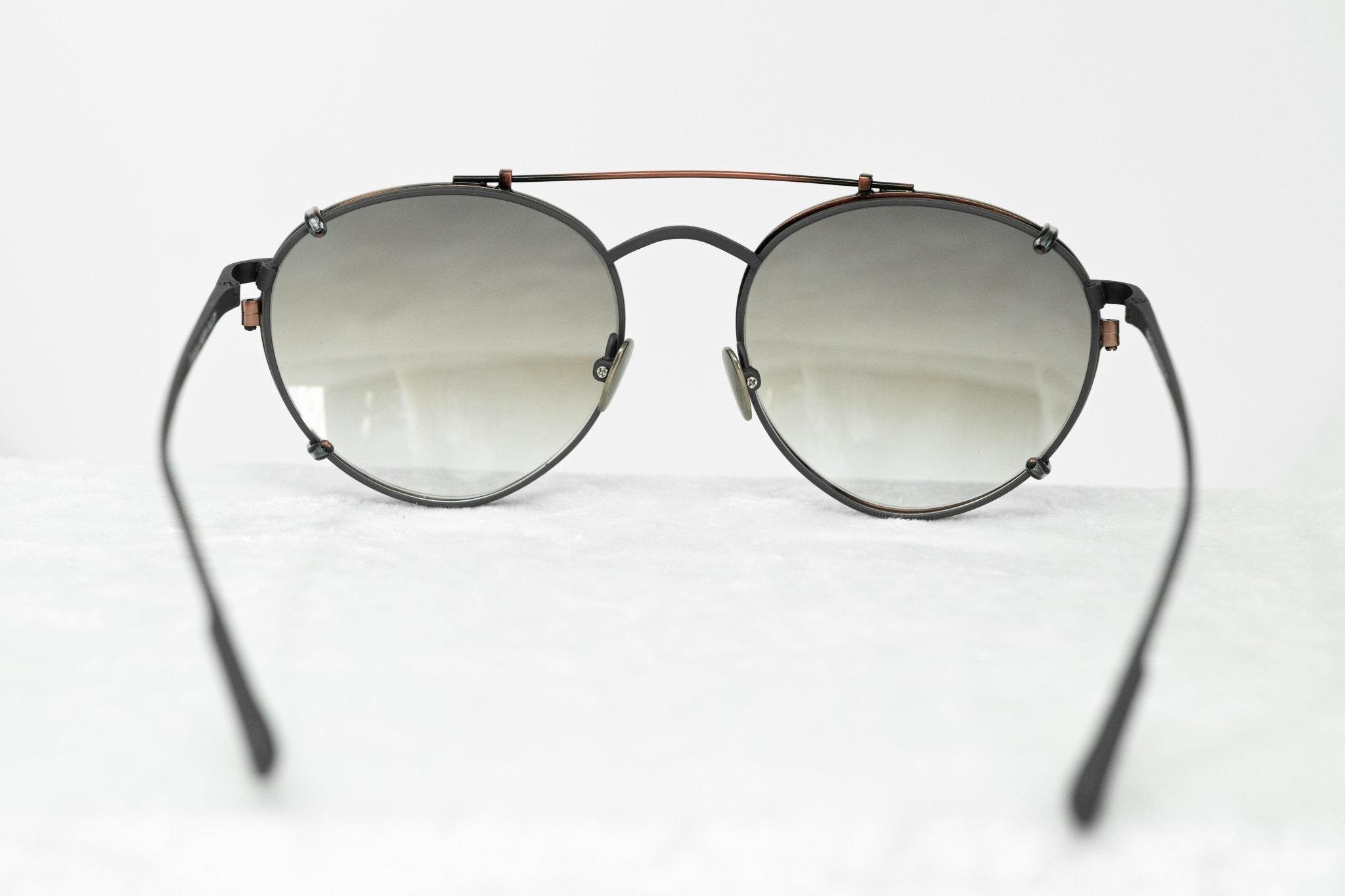 Kris Van Assche Sunglasses Unisex Titanium Oval Matte Grey Bronze Clip-On and Brown Graduated Lenses - KVA71C3SUN - Watches & Crystals