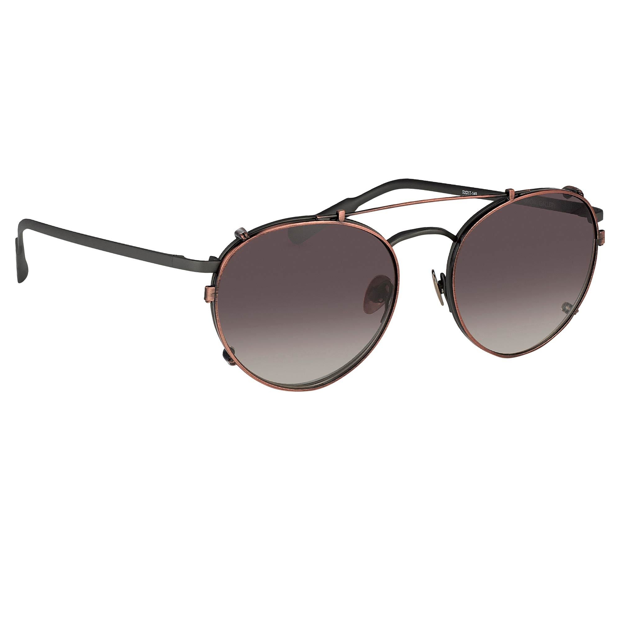 Kris Van Assche Sunglasses Unisex Titanium Oval Matte Grey Bronze Clip-On and Brown Graduated Lenses - KVA71C3SUN - Watches & Crystals