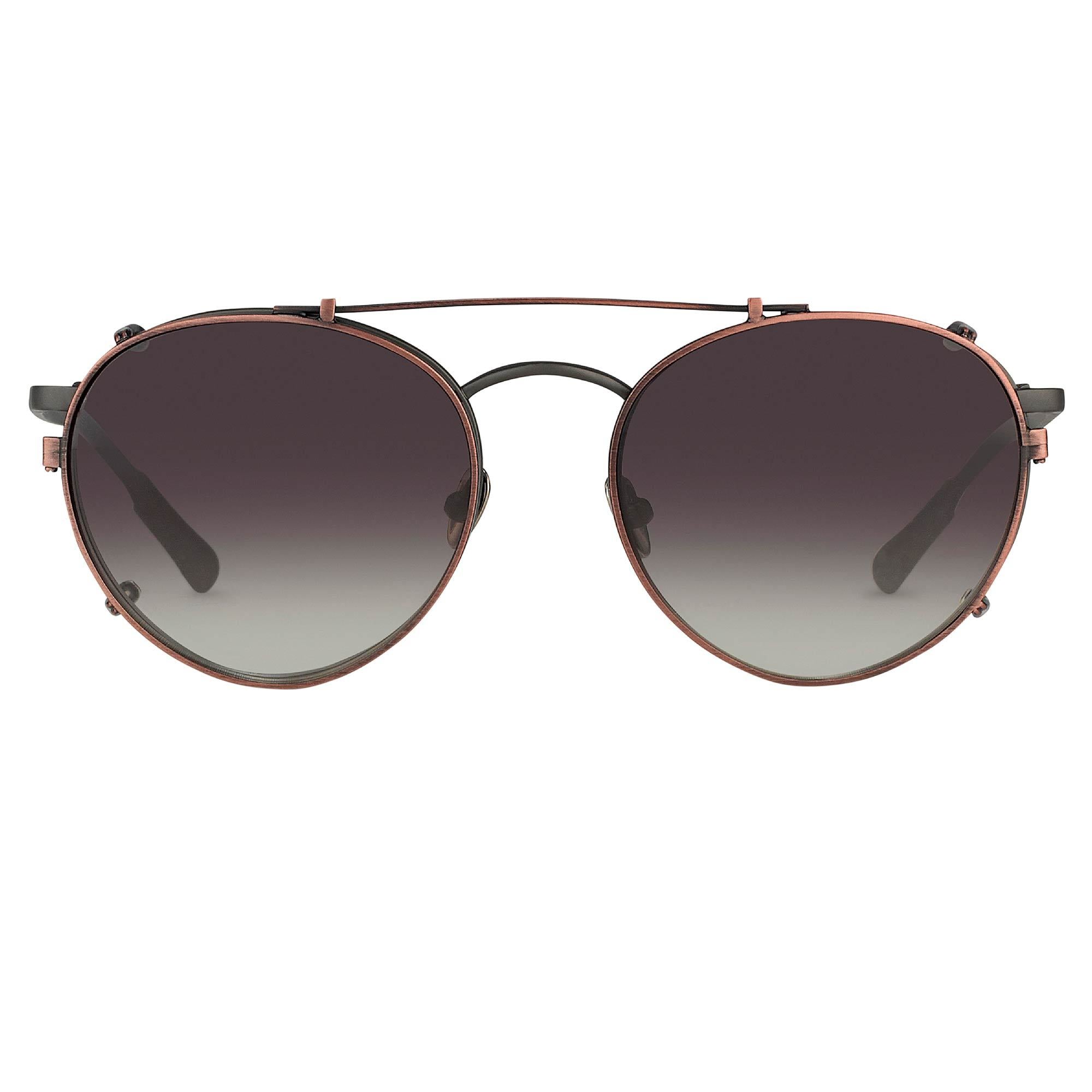 Kris Van Assche Sunglasses Unisex Titanium Oval Matte Grey Bronze Clip-On and Brown Graduated Lenses - KVA71C3SUN - Watches & Crystals