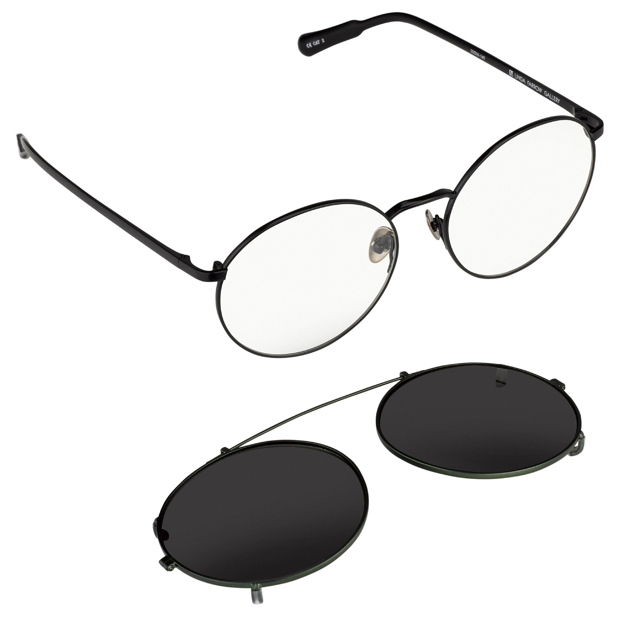 Kris Van Assche Sunglasses Unisex Titanium Oval Shiny Black Green Clip-On and Green Lenses - KVA70C4SUN - Watches & Crystals