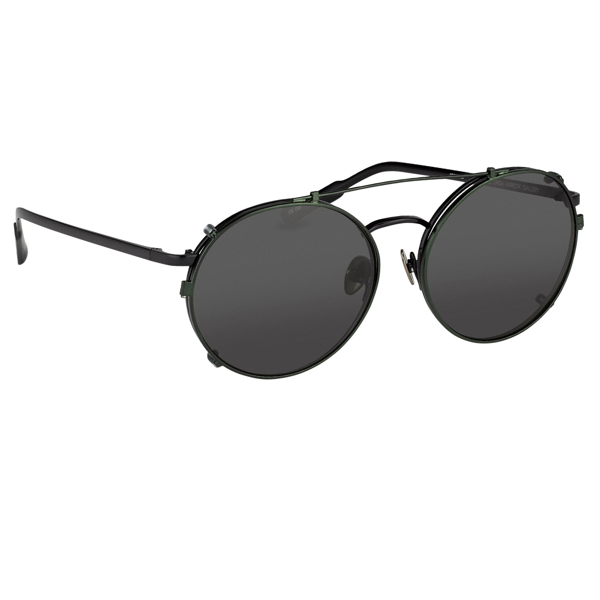 Kris Van Assche Sunglasses Unisex Titanium Oval Shiny Black Green Clip-On and Green Lenses - KVA70C4SUN - Watches & Crystals