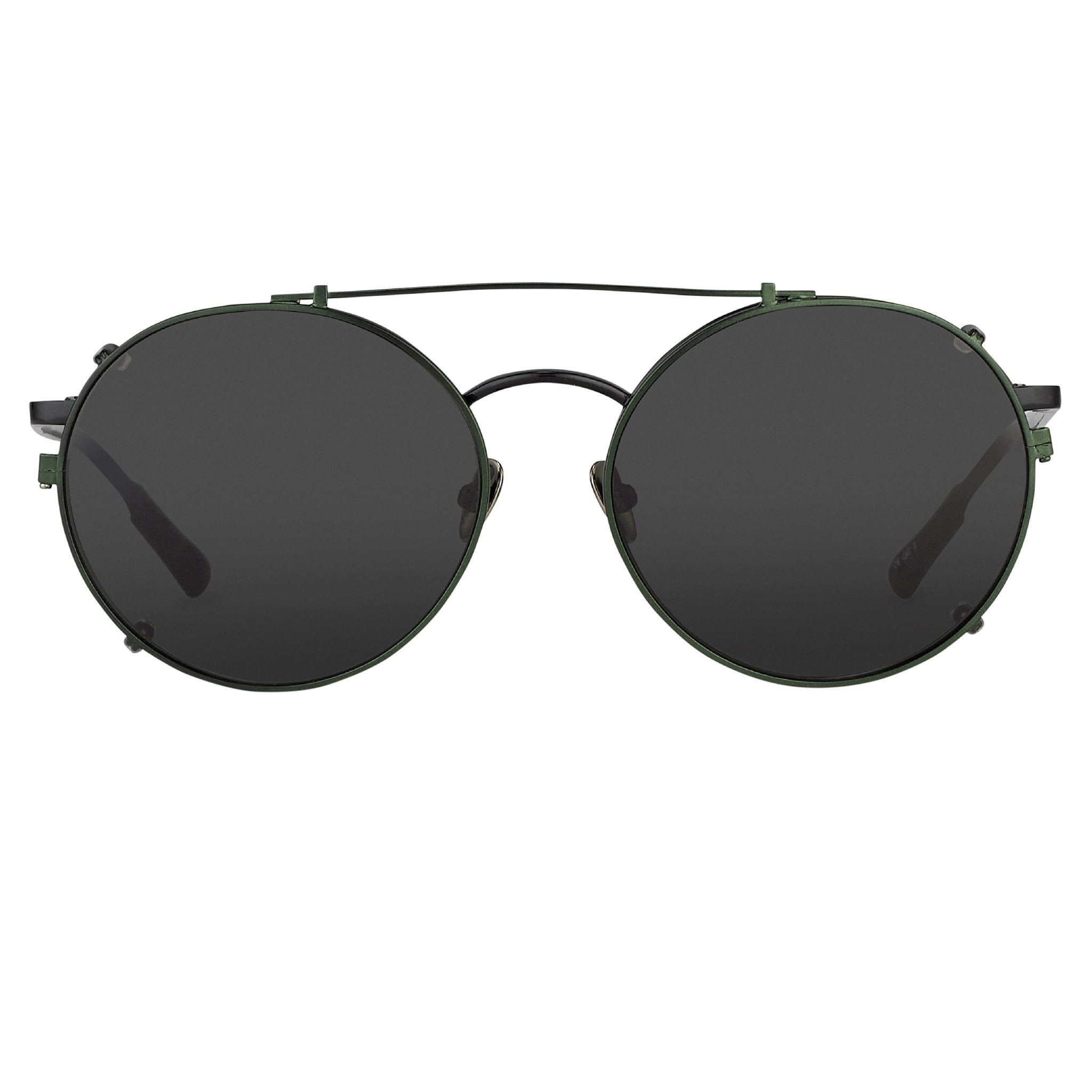 Kris Van Assche Sunglasses Unisex Titanium Oval Shiny Black Green Clip-On and Green Lenses - KVA70C4SUN - Watches & Crystals