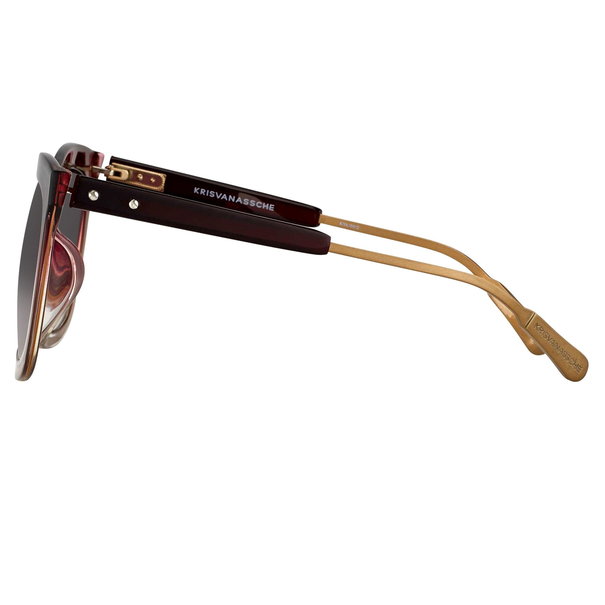 Kris Van Assche Sunglasses with D-Frame Burgundy Antique Bronze and Brown Graduated Lenses - KVA80C2SUN - Watches & Crystals