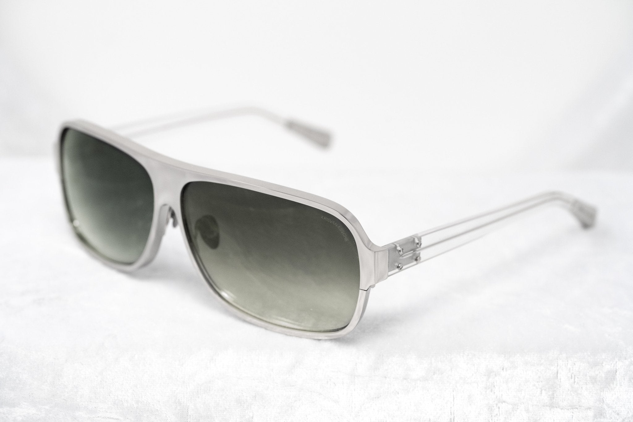 Kris Van Assche Sunglasses With Rectangular Silver Metal and Green Graduated Lenses - KVA6C4SUN - Watches & Crystals