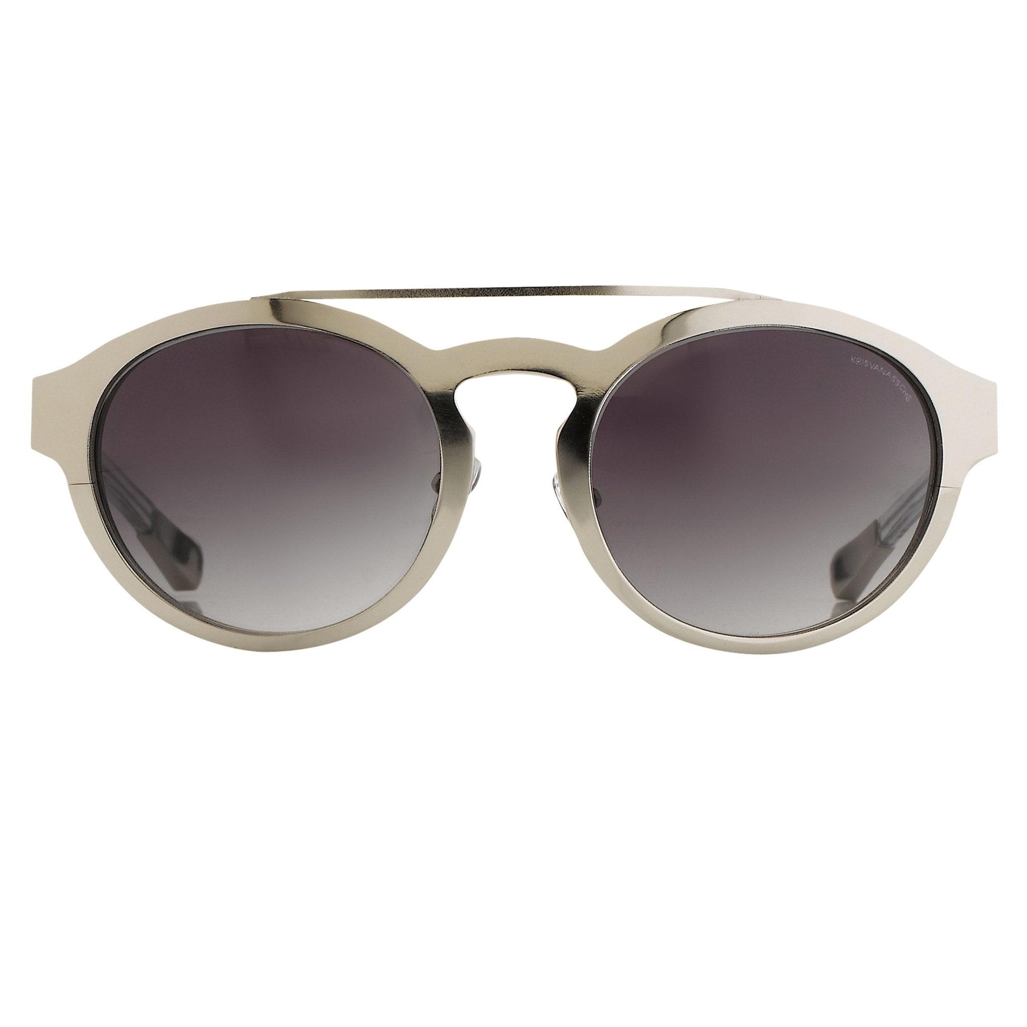 Kris Van Assche Unisex Sunglasses Oval Shiny Silver and Grey Graduated Lenses - KVA4C4SUN - Watches & Crystals